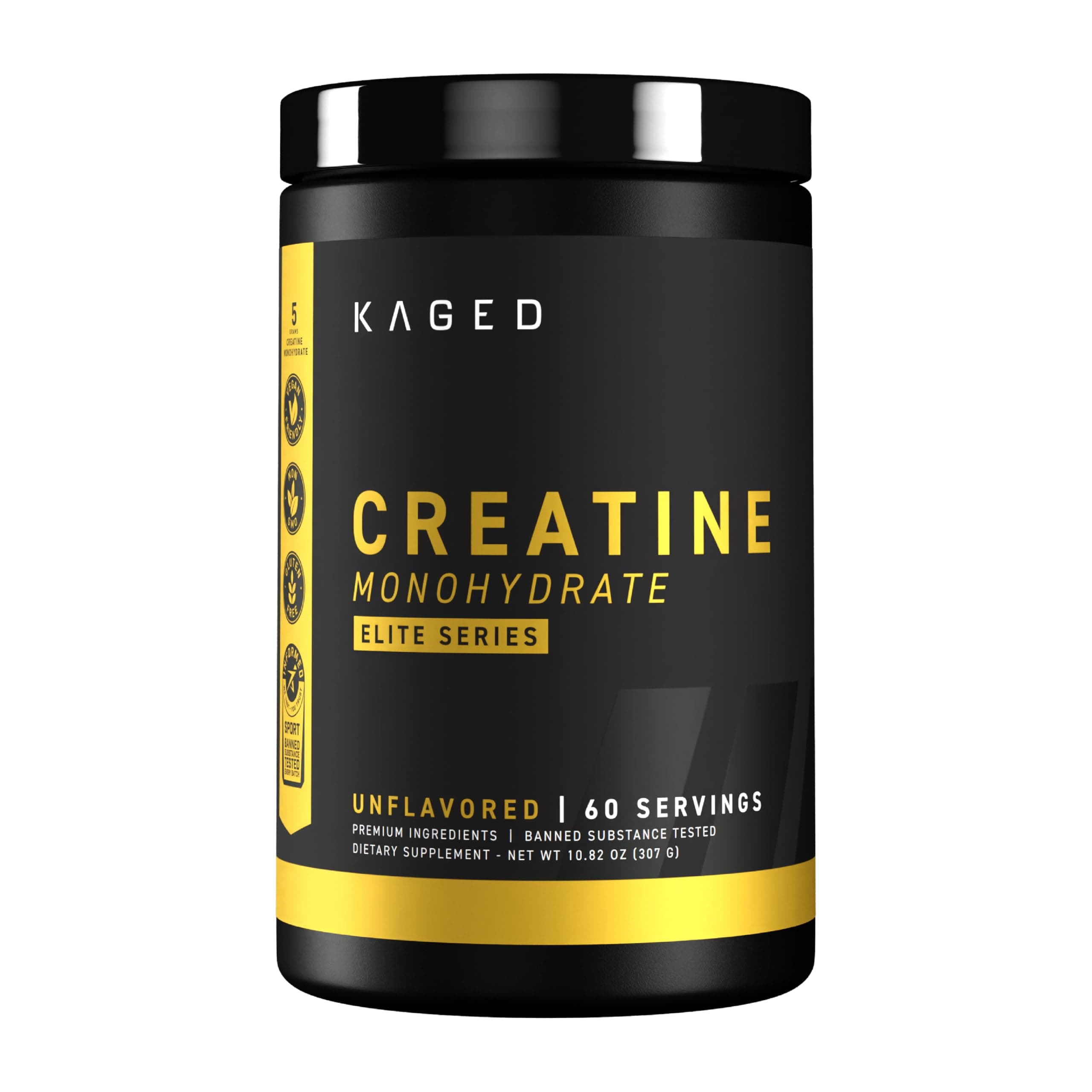 Kaged Creatine Monohydrate Elite Powder | Unflavored | Muscle Building & Recovery | MAXCatalyst for High Absorption | Vegan, Gluten Free, Easily Digestible | Supplements for Men & Women | 60 Servings
