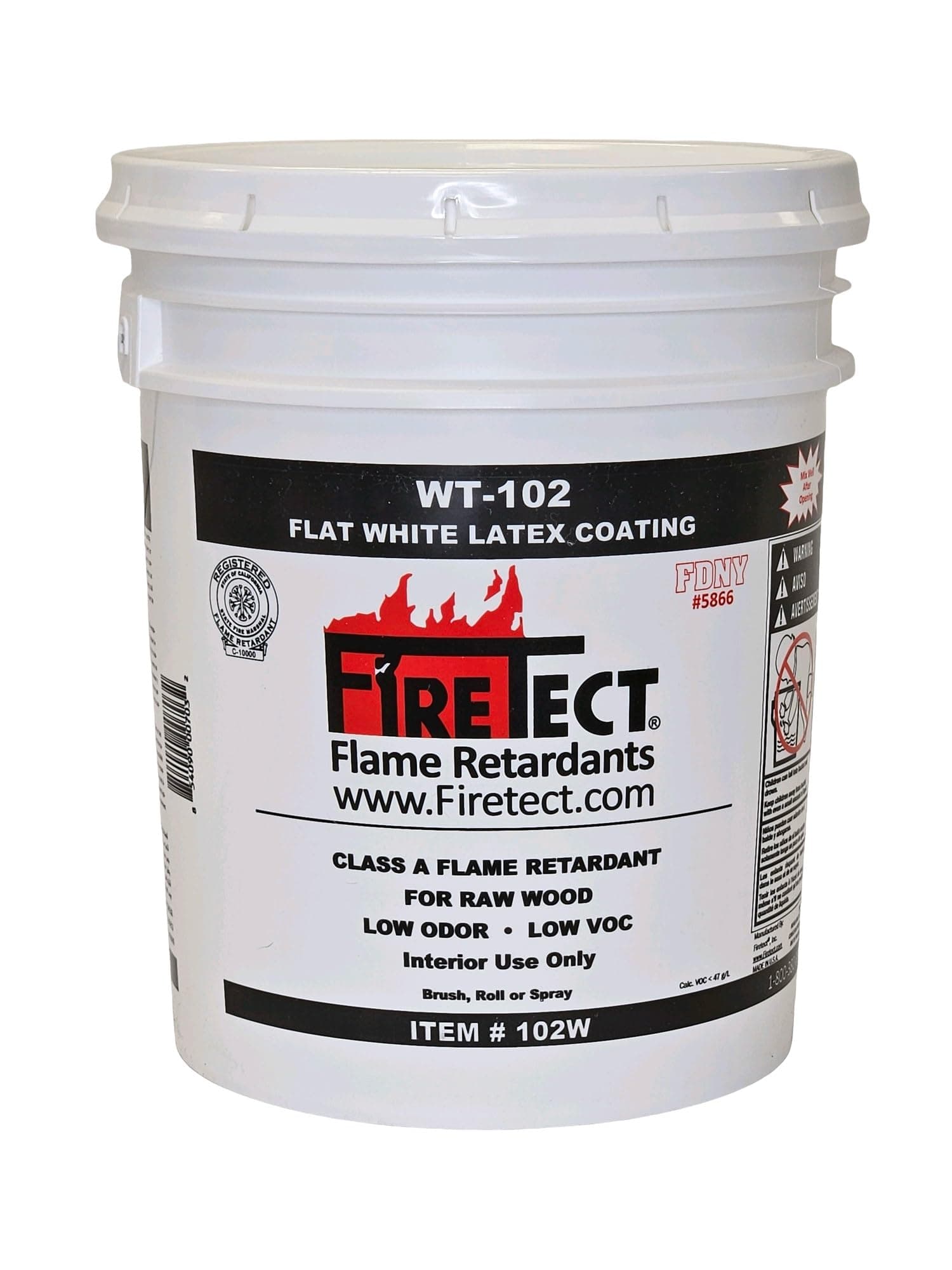WT-102 White Latex Flame Retardant Coating in 5-Gallon Pail for Wood