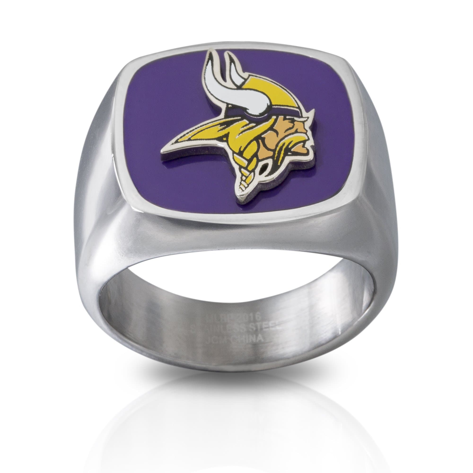 NFL Minnesota Vikings Men's License Stainless Steel Logo Ring, Size 10, Purple