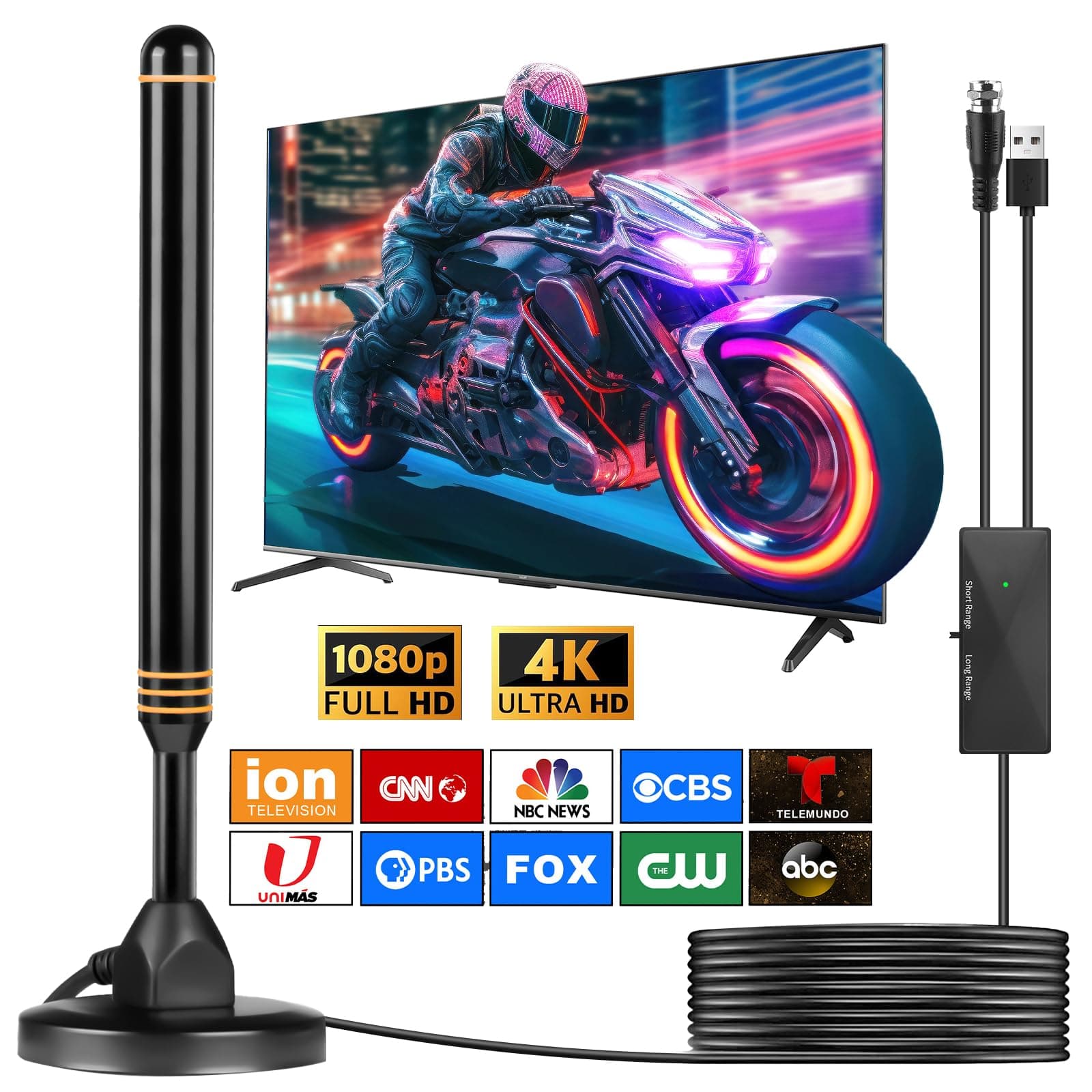 TV Antenna Indoor for Smart TV for Long Range Reception and All Smart TVs HD Digital Antenna with Amplifier Signal Booster for Local Channels Supports 4K 1080p-2025 Upgrade
