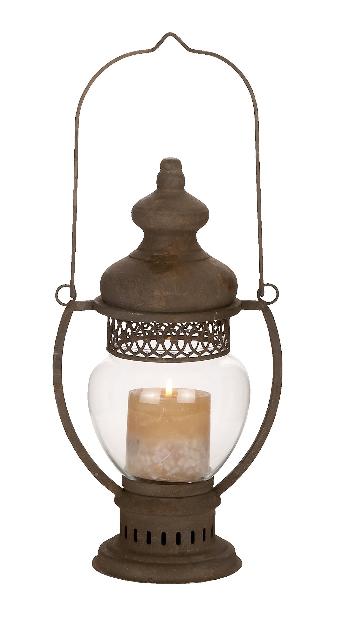 Rustic Brown Metal Candle Lantern