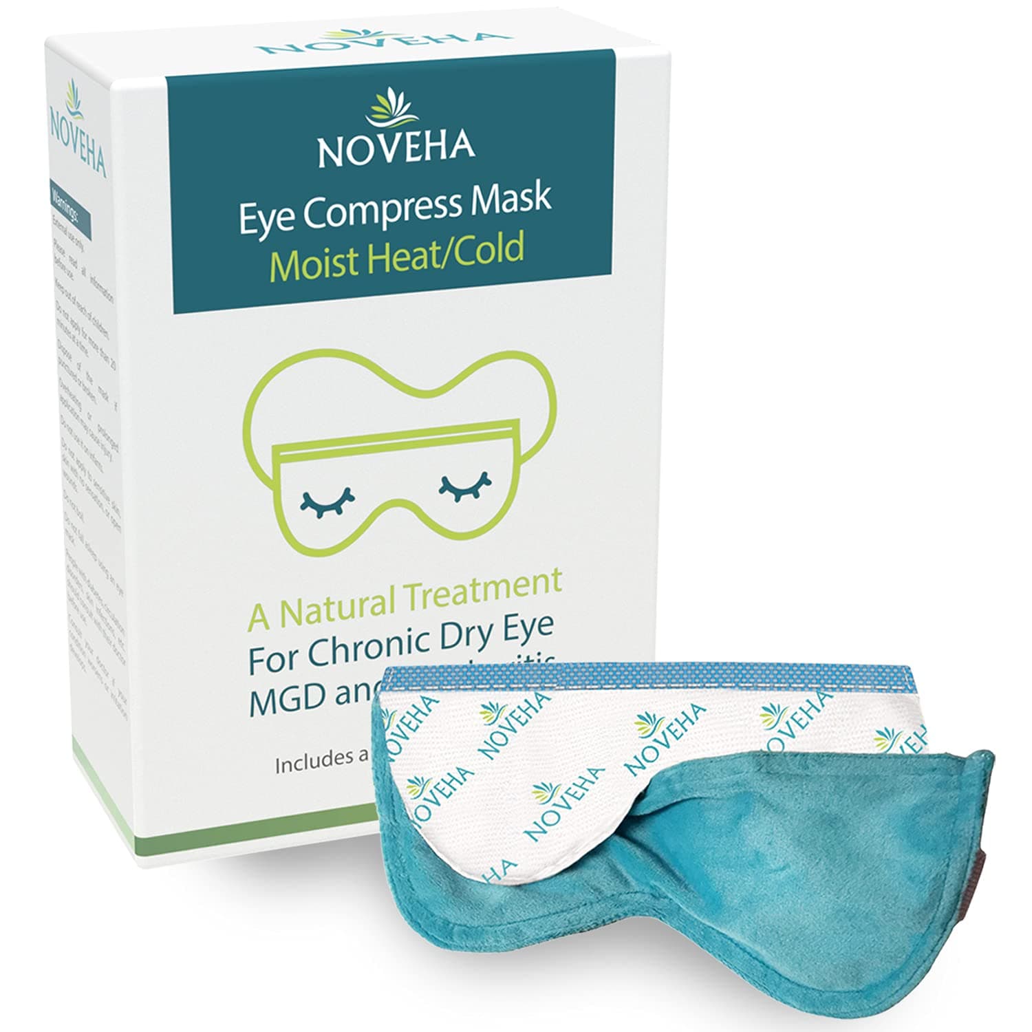 NOVEHA Ultra Warm Compress Eye Mask For Sensitive Dry Eyes - Moist Hot Technology- Microwave Activated- Relieves Stye Or Pink Eye- Heat Water Treatment For Irritated Eyes & Eyelid Bumps- Improve Sleep
