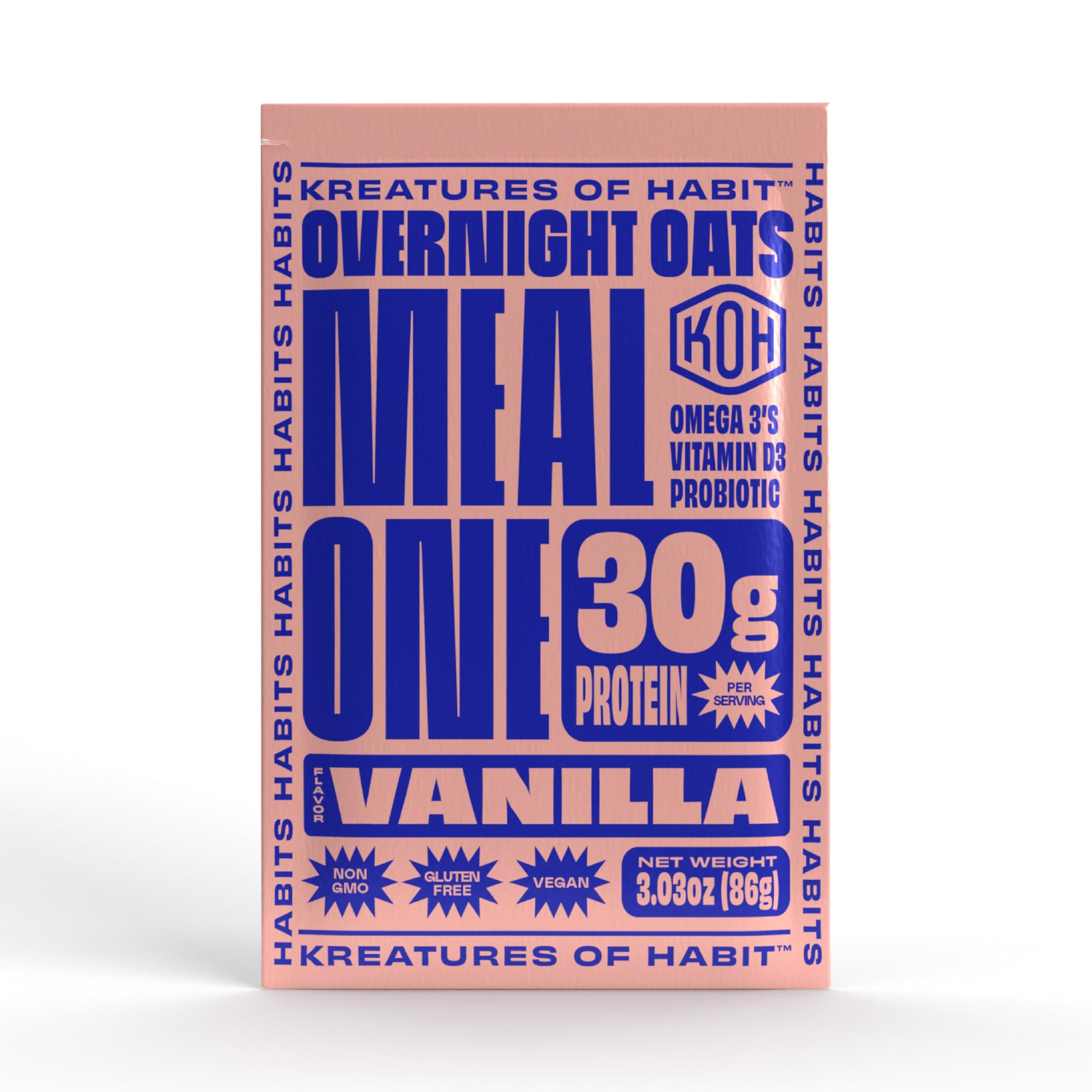 MEAL ONE | Overnight & Instant Superfood Protein Meal Replacement | Gluten Free, Dairy Free, 30g of Plant Based Protein, With No Added Sugar | Vanilla | Pack of 7
