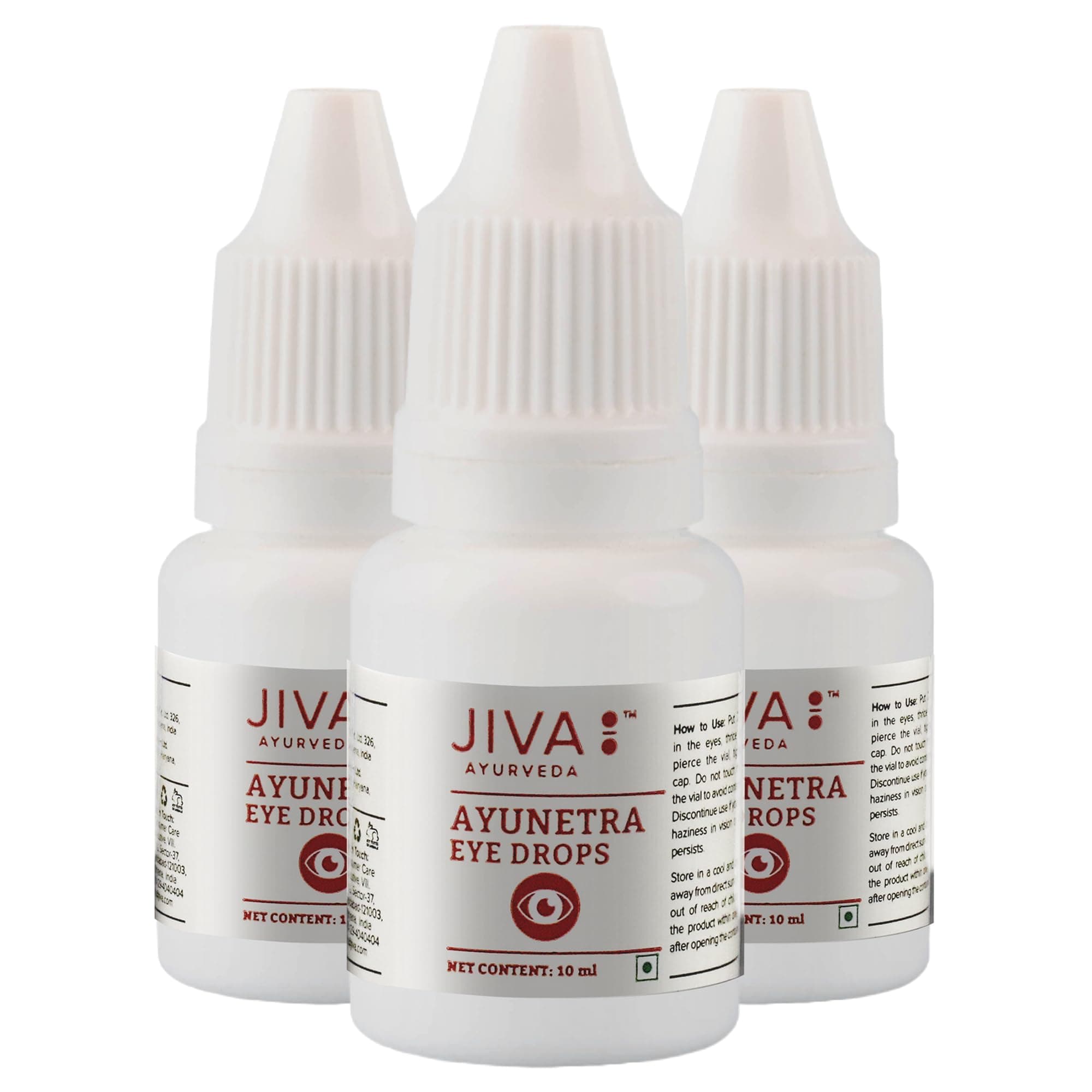 Jiva Ayunetra Eye Drops - 10ml (Pack of 3) | 100% Pure & Natural | Cleanses, Cools & Lubricates dry Eye's