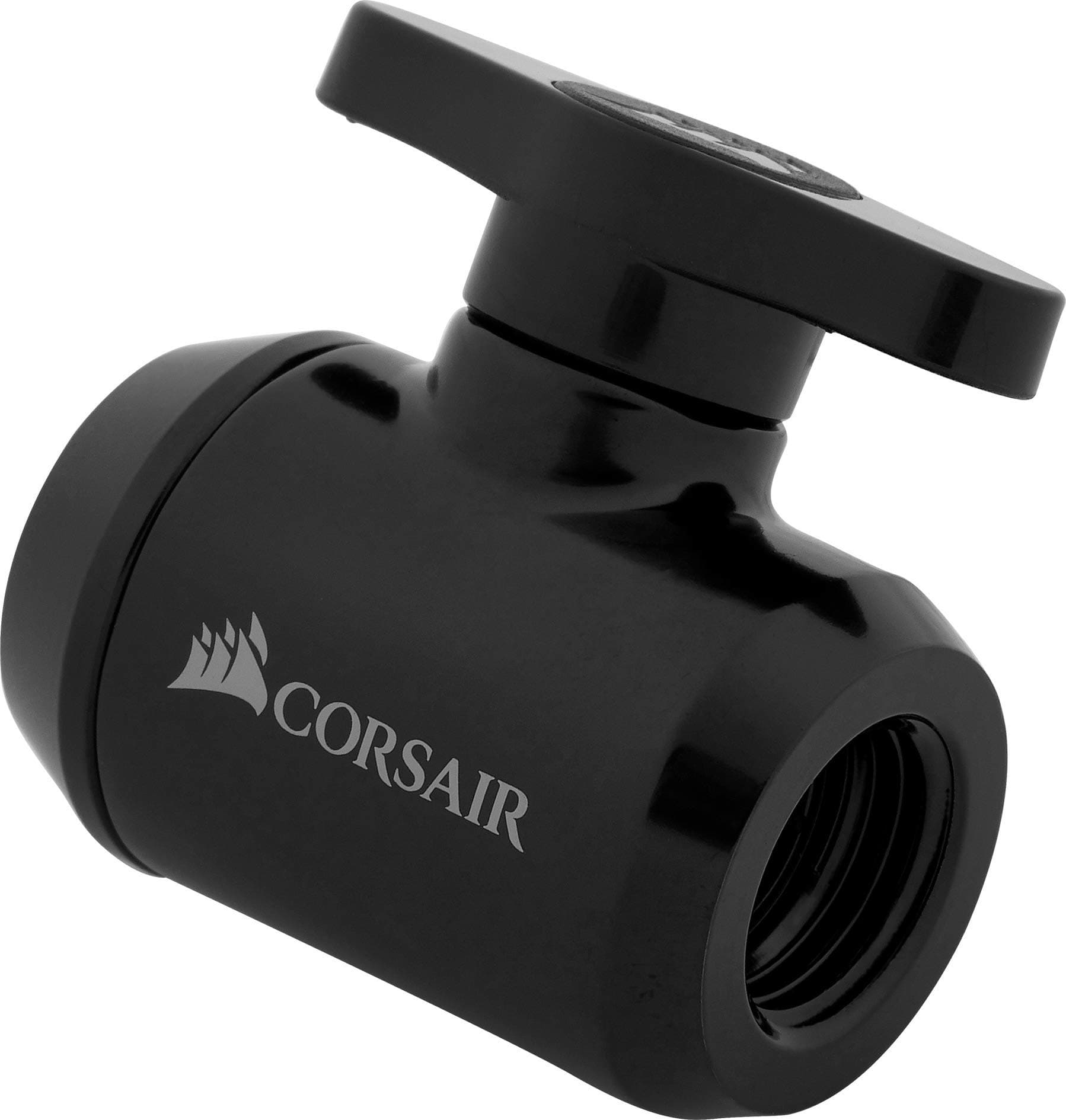 Corsair Hydro X Series, XF Ball Valve (G1/4 Inch BSPP Port Threads, Solid Brass Durability, Two-Stage Seal, Finish, Optimised for High Flow Rates) Black