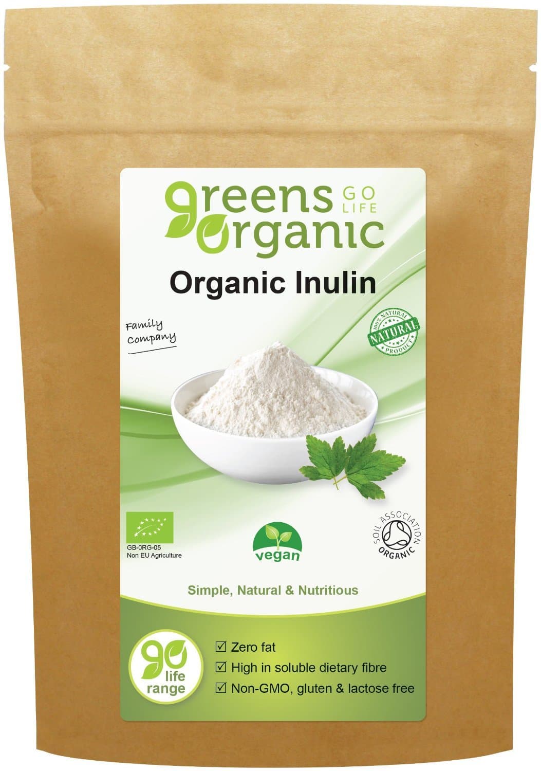 Greens Organic- Organic Inulin - Vegan 250g (Pack of 4)