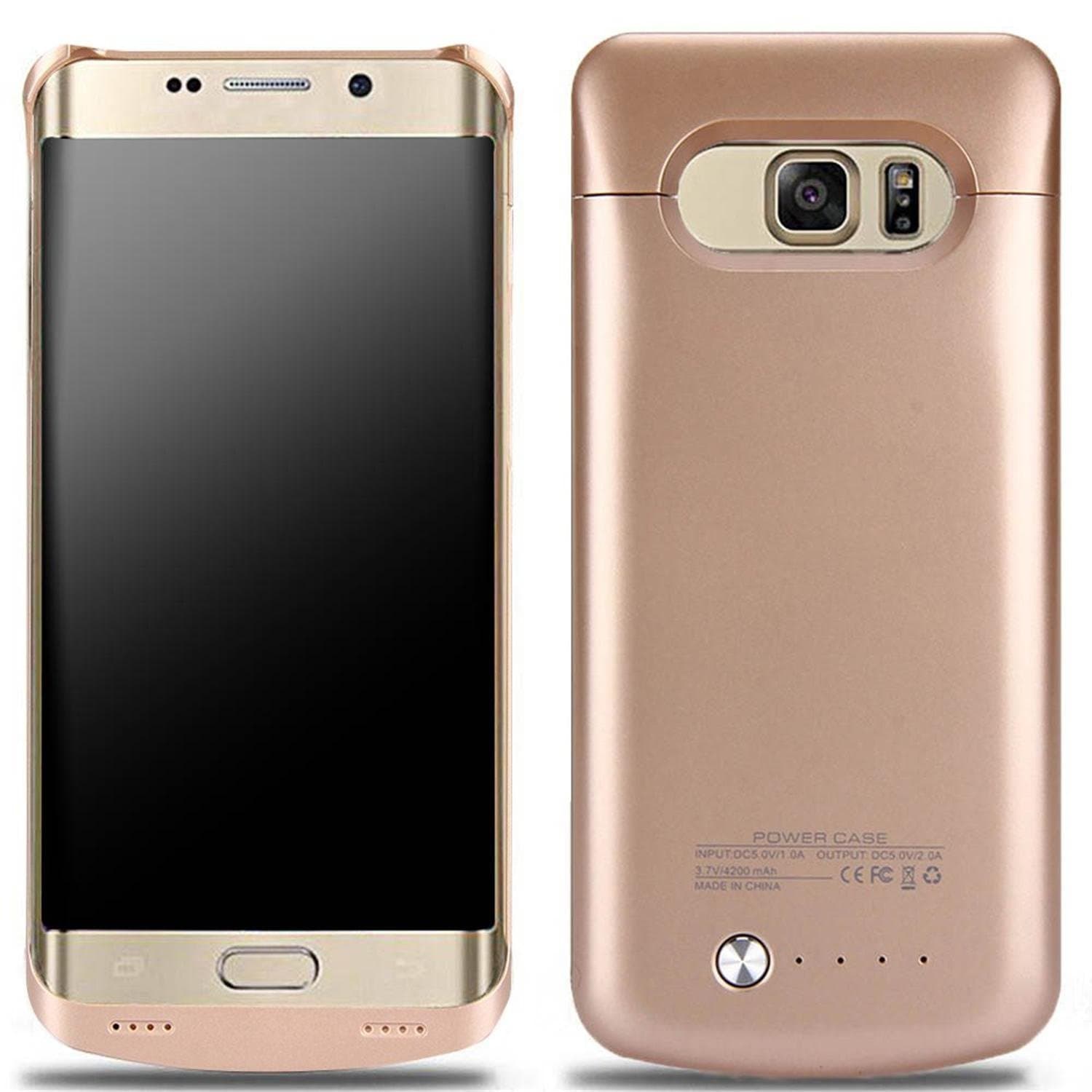 S6 Edge Plus Battery Case,4200 Mah External Backup Battery Charger Cover Case for Samsung Galaxy S6 Edge Plus Rechargeable Power Bank Case(Golden)