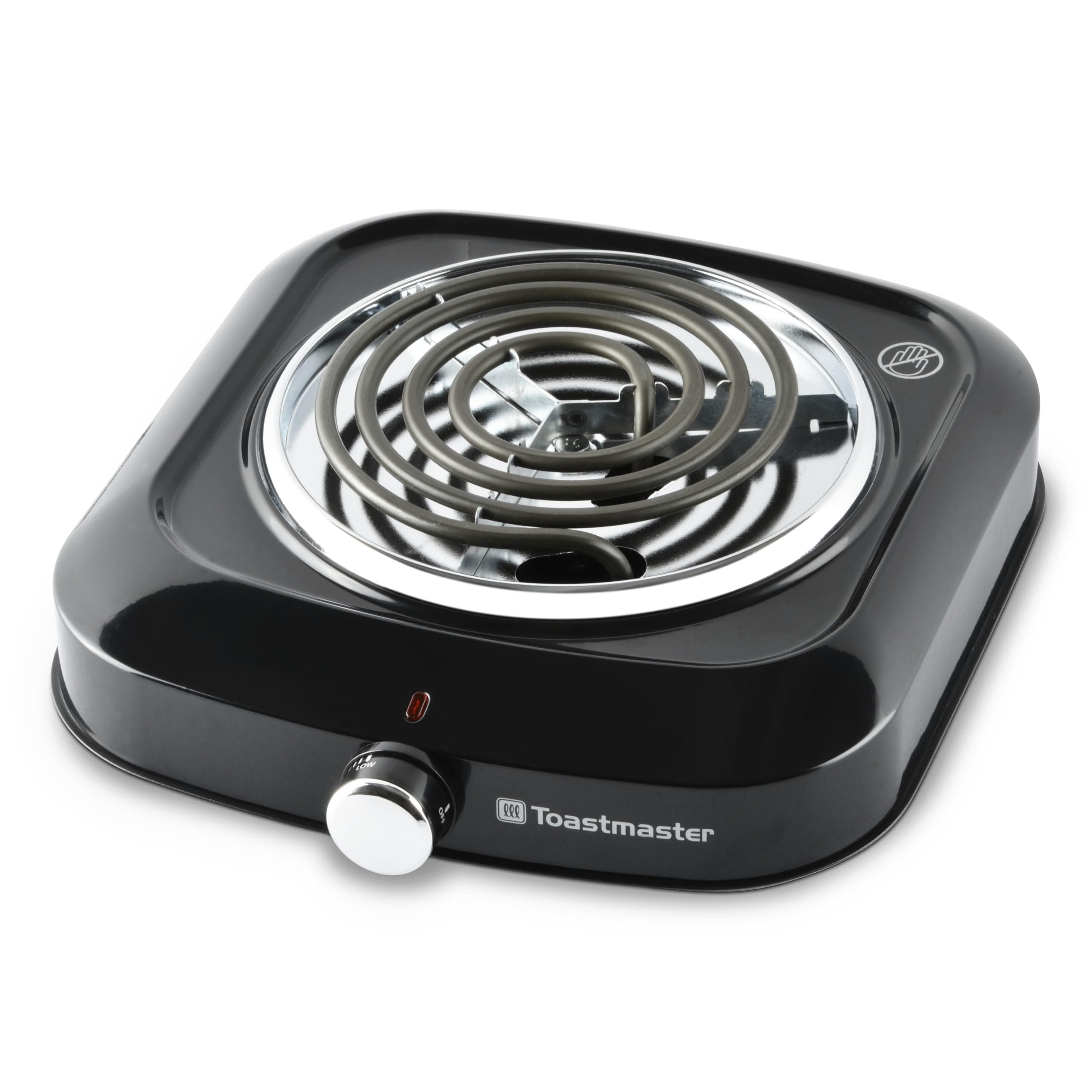 Single Burner with Coil Top & Chrome Knob - Single Tabletop Burner with Drip Shield & Non-Skid Feet - Electric Countertop Burner with Variable Heat Control