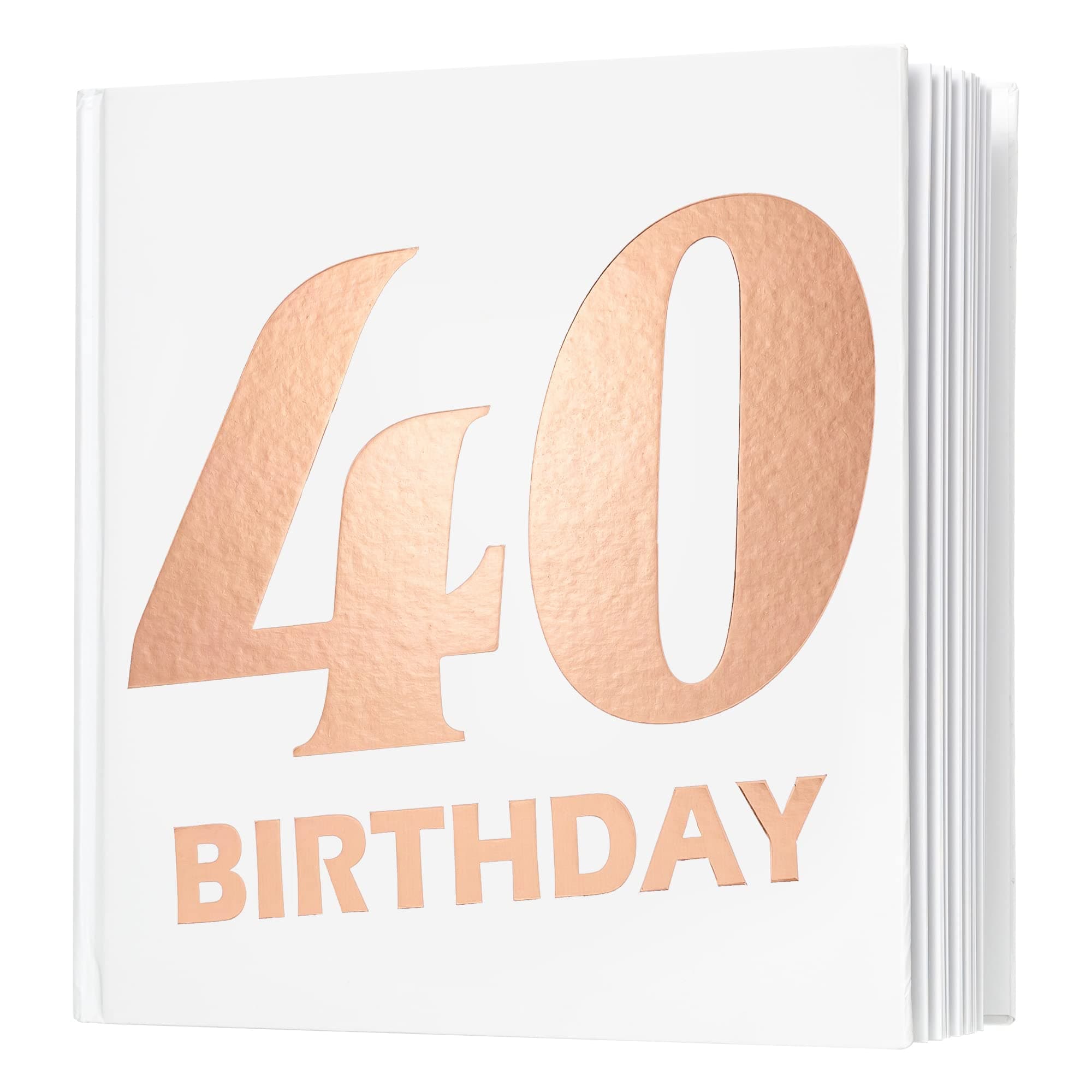 Calculs 40th Wedding Picture Book for Parents Memories Keepsake 40th Birthday Party Guest Book Polaroid 8.5” Square Rose Gold Scrapbook Hardcover Blank White Pages for Instax