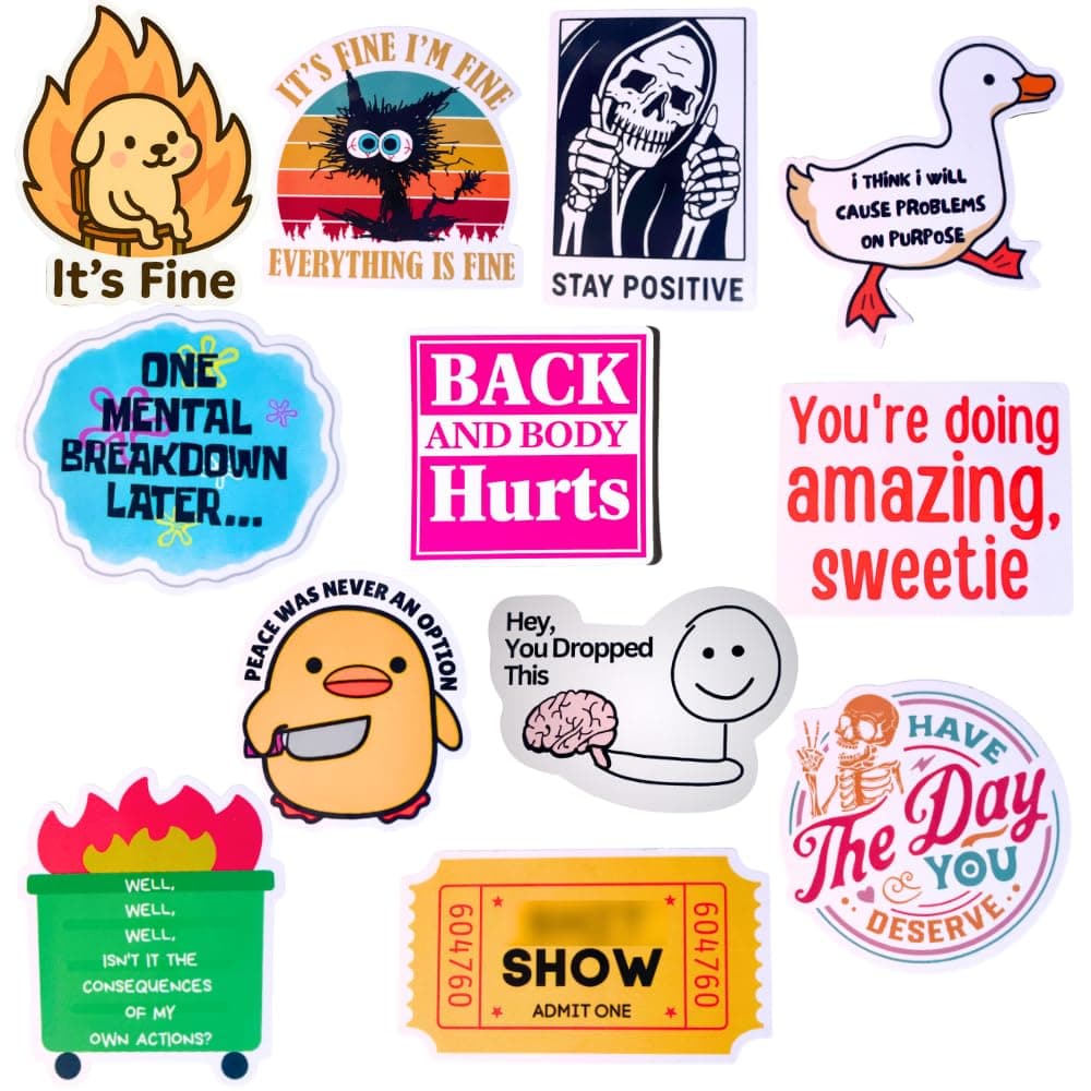 YJ PREMIUMS 12-Piece Fridge Magnets - Funny Memes, Cute Animals, and Words for Home/Office Decoration