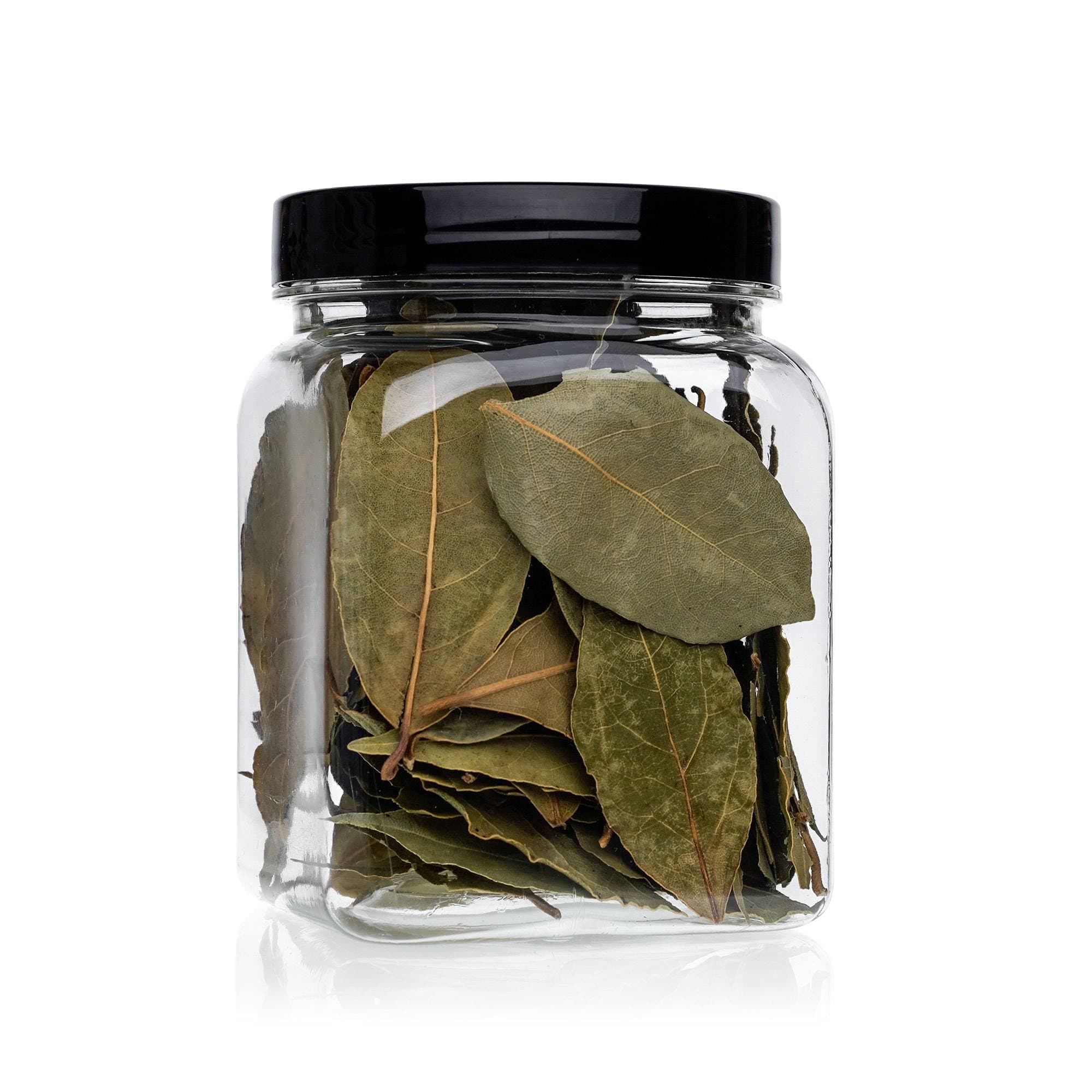 Pack of 3 Square Plastic Jars with Lids 450ml (16oz) – Refillable Square Clear Storage Containers with Airtight Black Lids for Kitchen use, Dry Foods, Sweets, Spices & More.