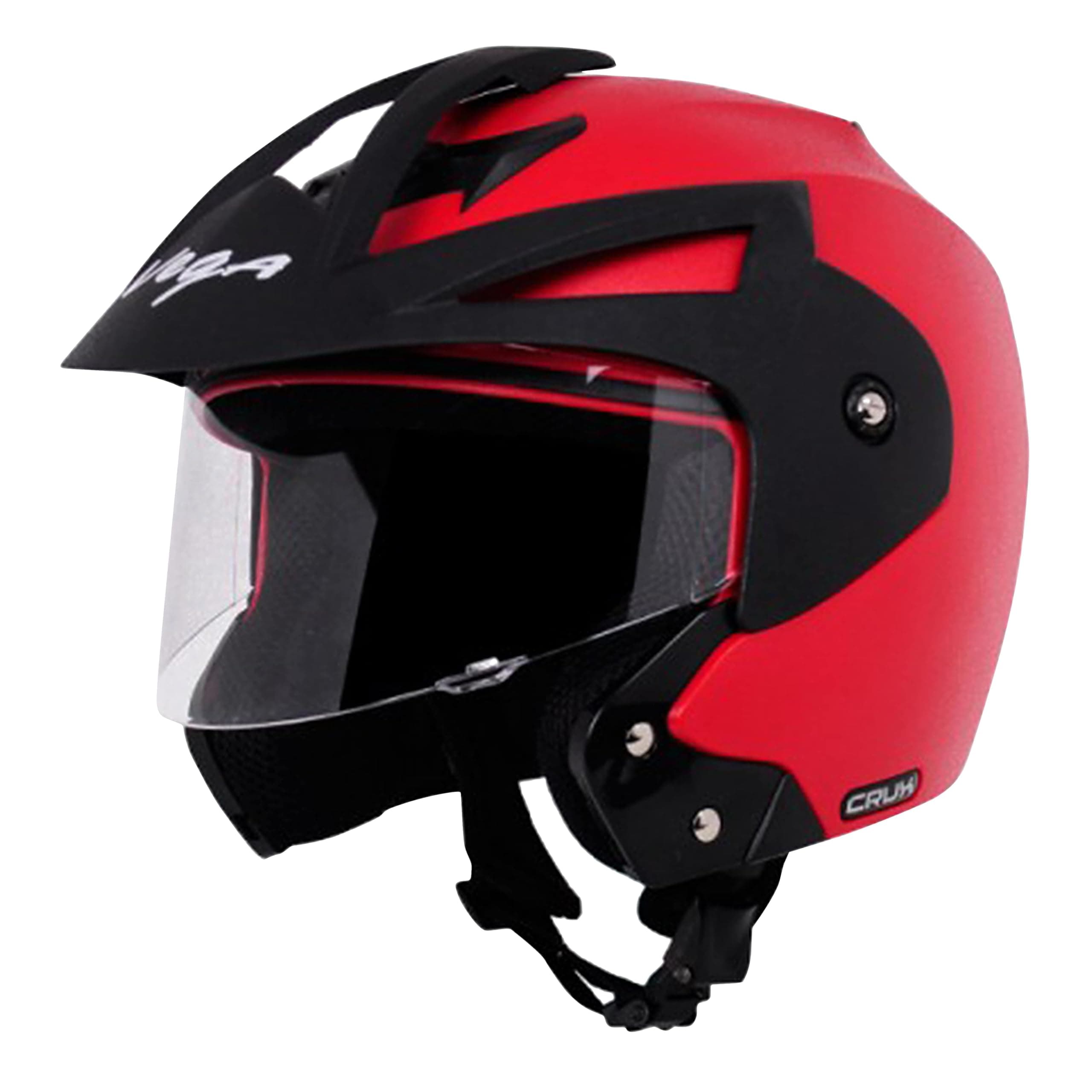 Vega Crux ISI Certified Flip-Up Helmet for Men and Women with Clear Visor(Red, Size:M)
