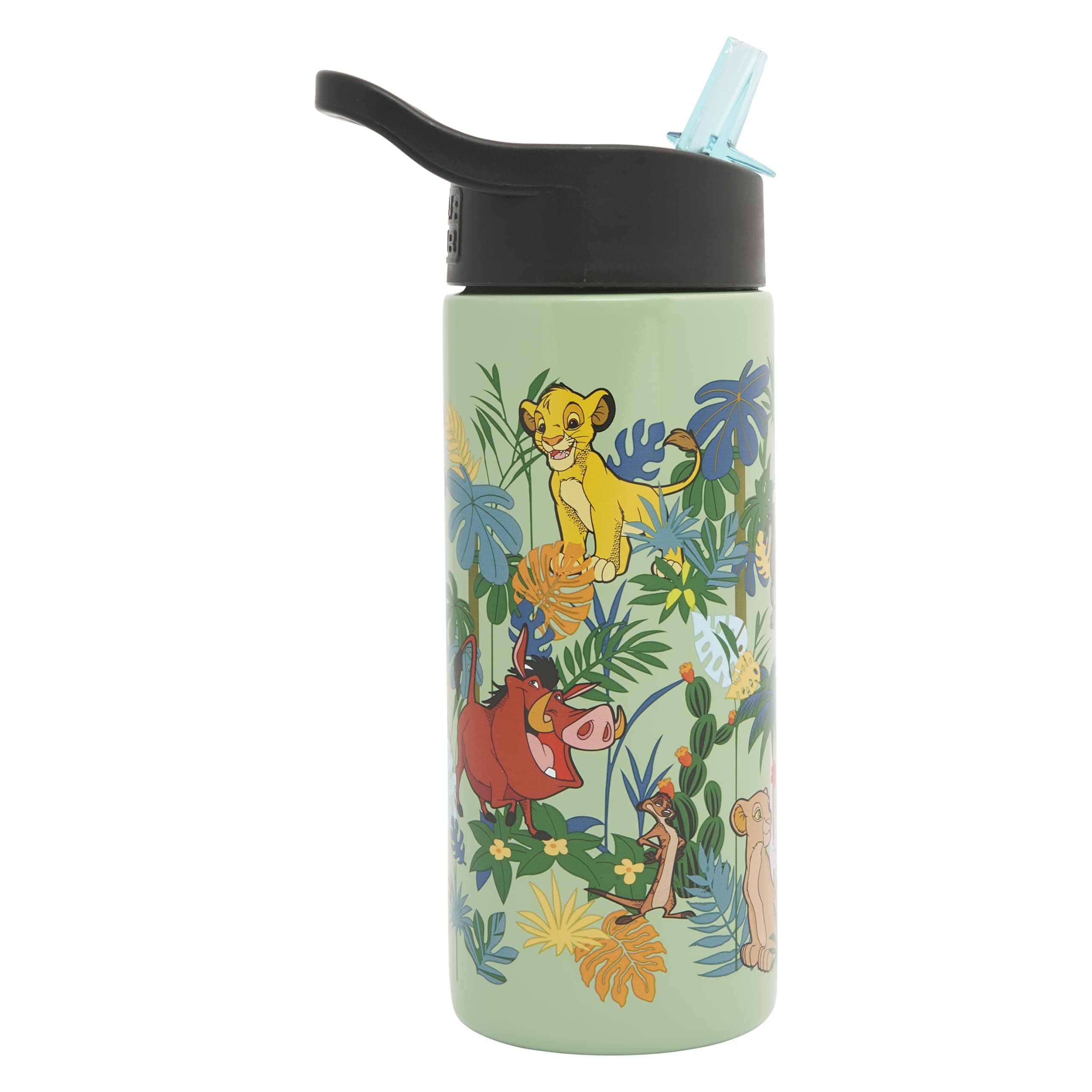 Disney Lion King Aluminium Kids Water Bottles with Straw by Polar Gear - 500ml Toddler Water Bottle with Straw Gifts - Back To School Supplies - Lion King Gifts Featuring Simba