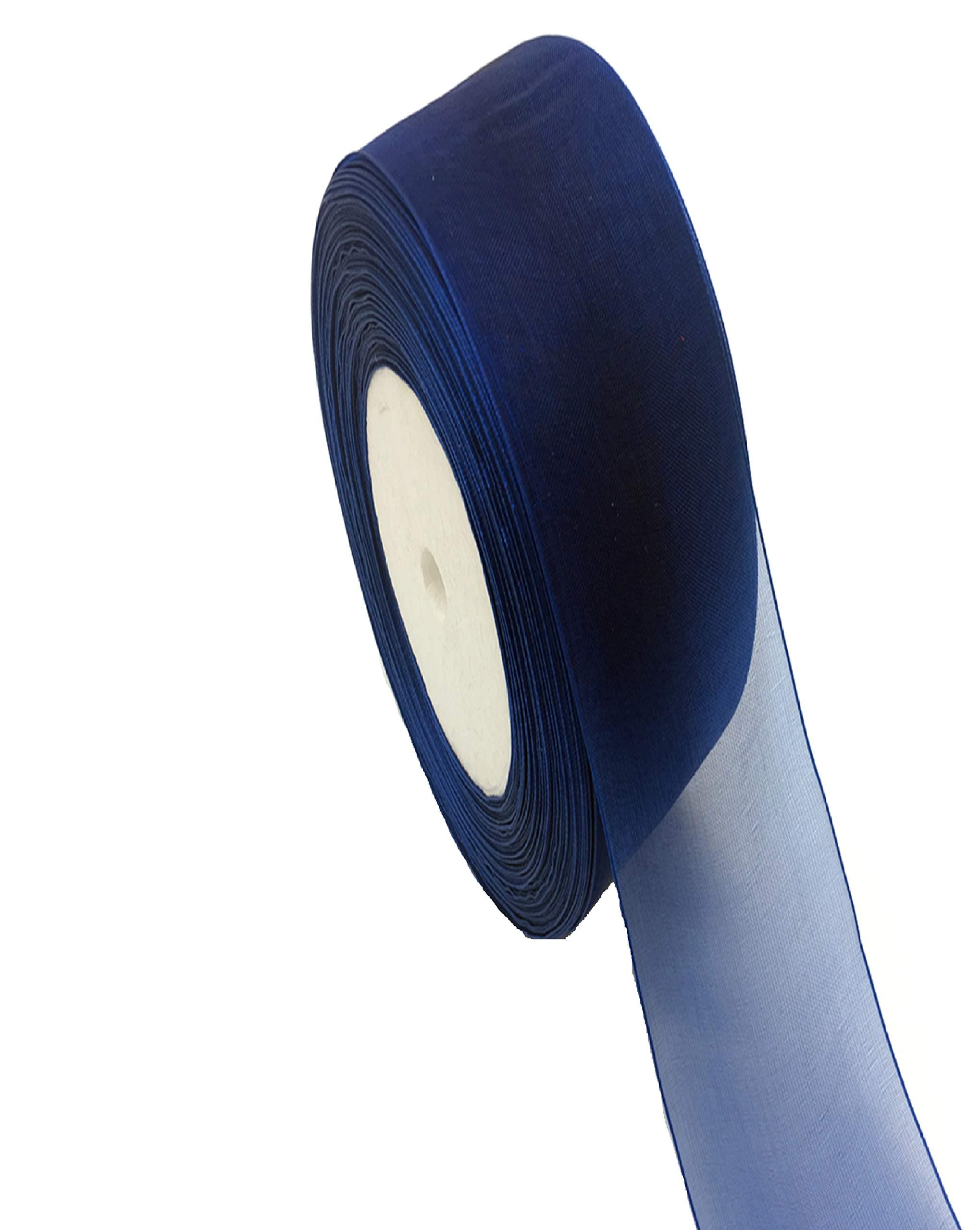 10mm Organza Ribbon Navy Blue 50 Yards / 46 Meters s for Gifts Wrap Sew Party, Decorations Events Dress Wedding Christmas Crafts, Bows Car, Floral Balloons DIY, Bouquets, Cake