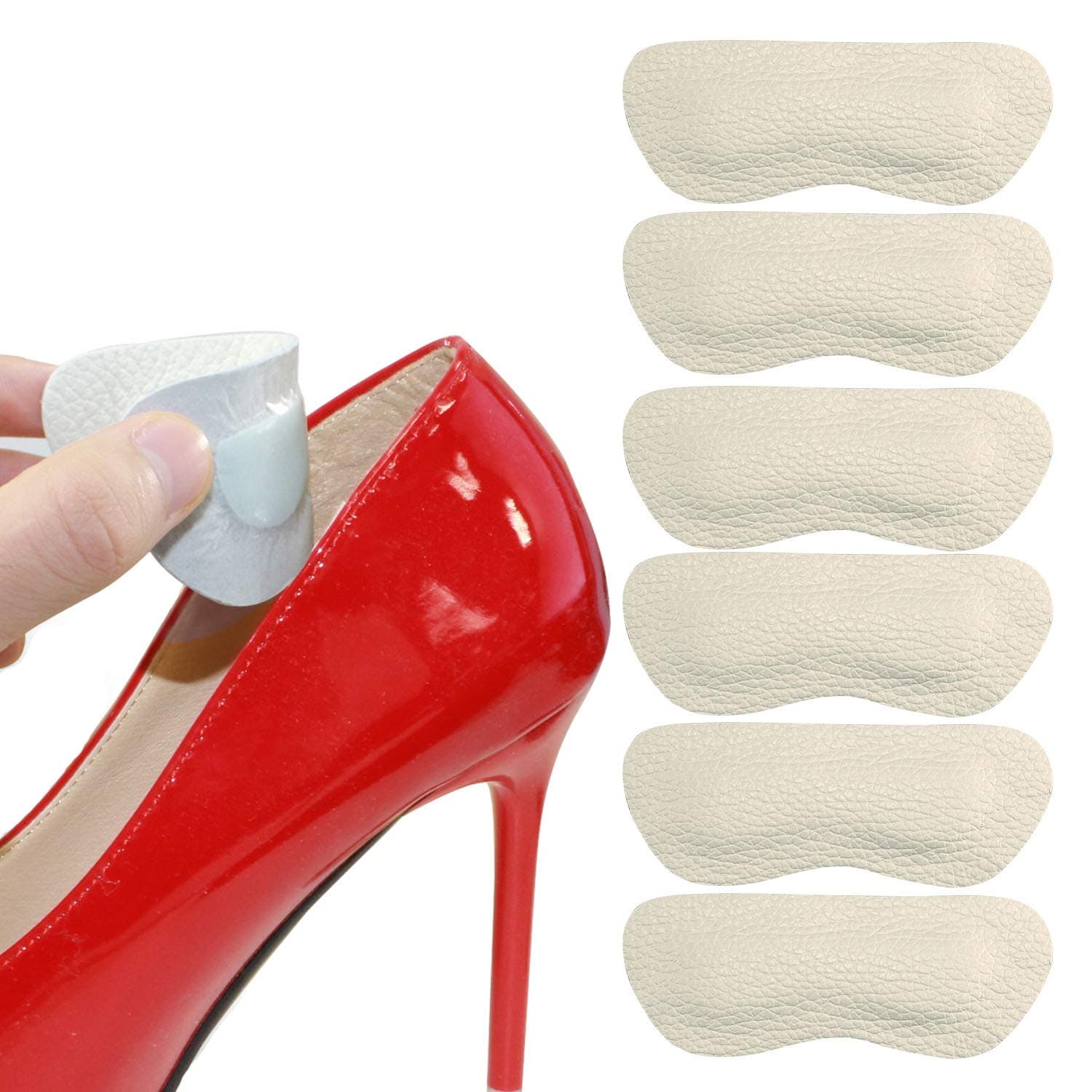 Nanooer Leather High Heel Pads for Shoes That are Too Big, Heel Grips Liner for Shoe Pads for Shoes Too Big, High Heel Inserts for Women Anti Slip, High Heel Insoles,3 Pair (Thick, Cream-Colored)
