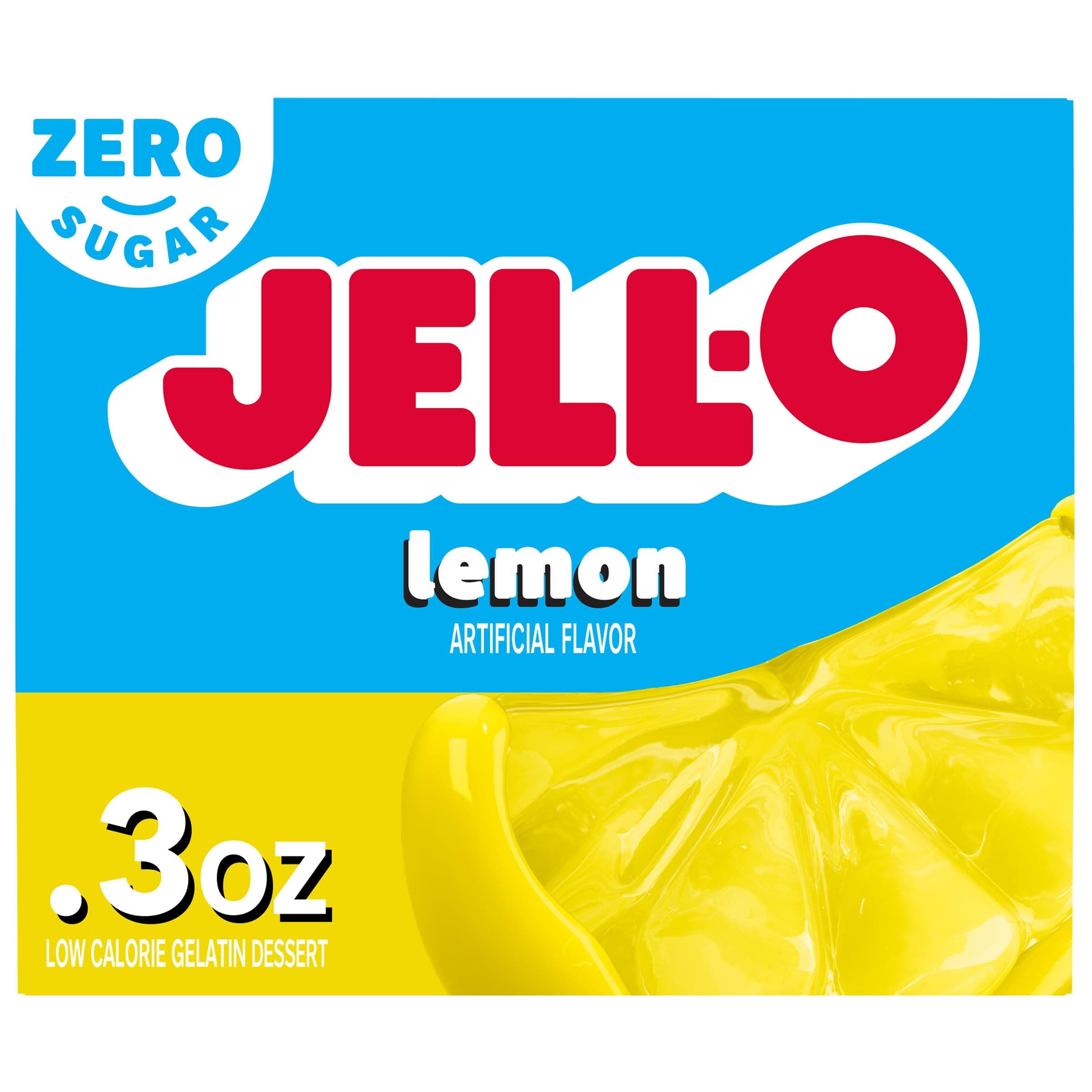 Jell-O Lemon Zero Sugar Gelatin Dessert Mix, 0.3 oz Box
