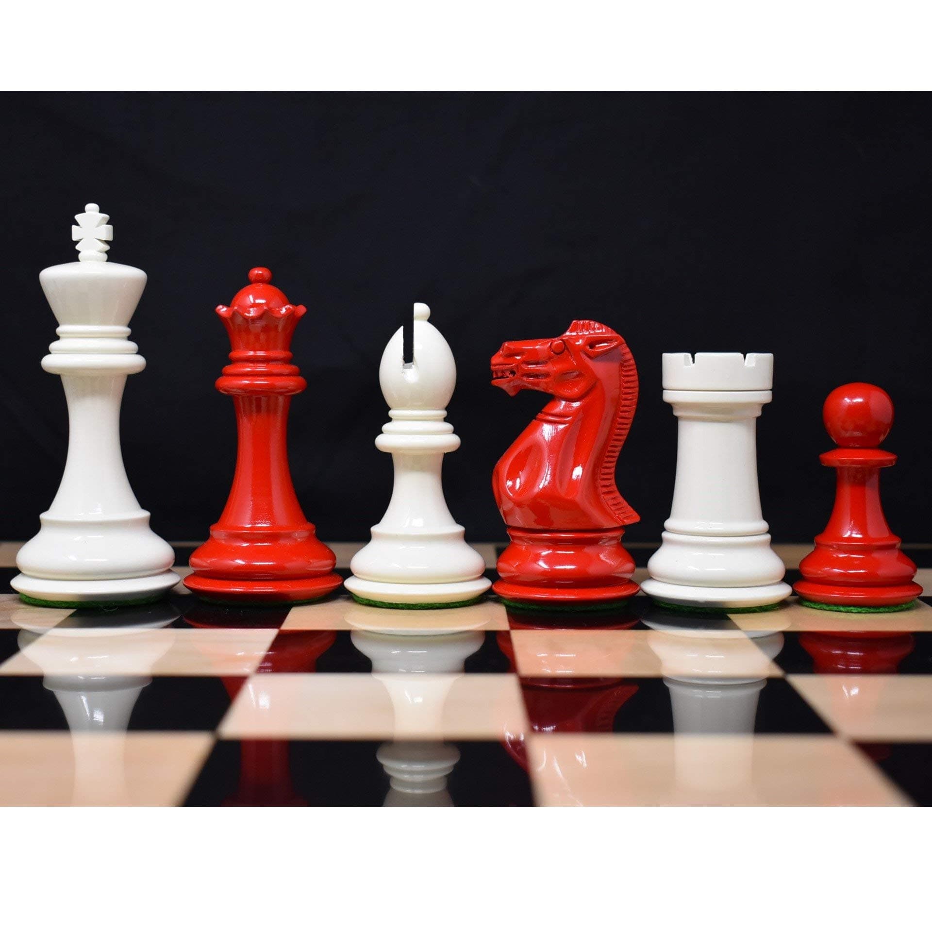 CHESSNCRAFTS PRO Club Staunton Wooden Chess Pieces Set King 3.75 inches Professional Tournament Chess (Red & White)