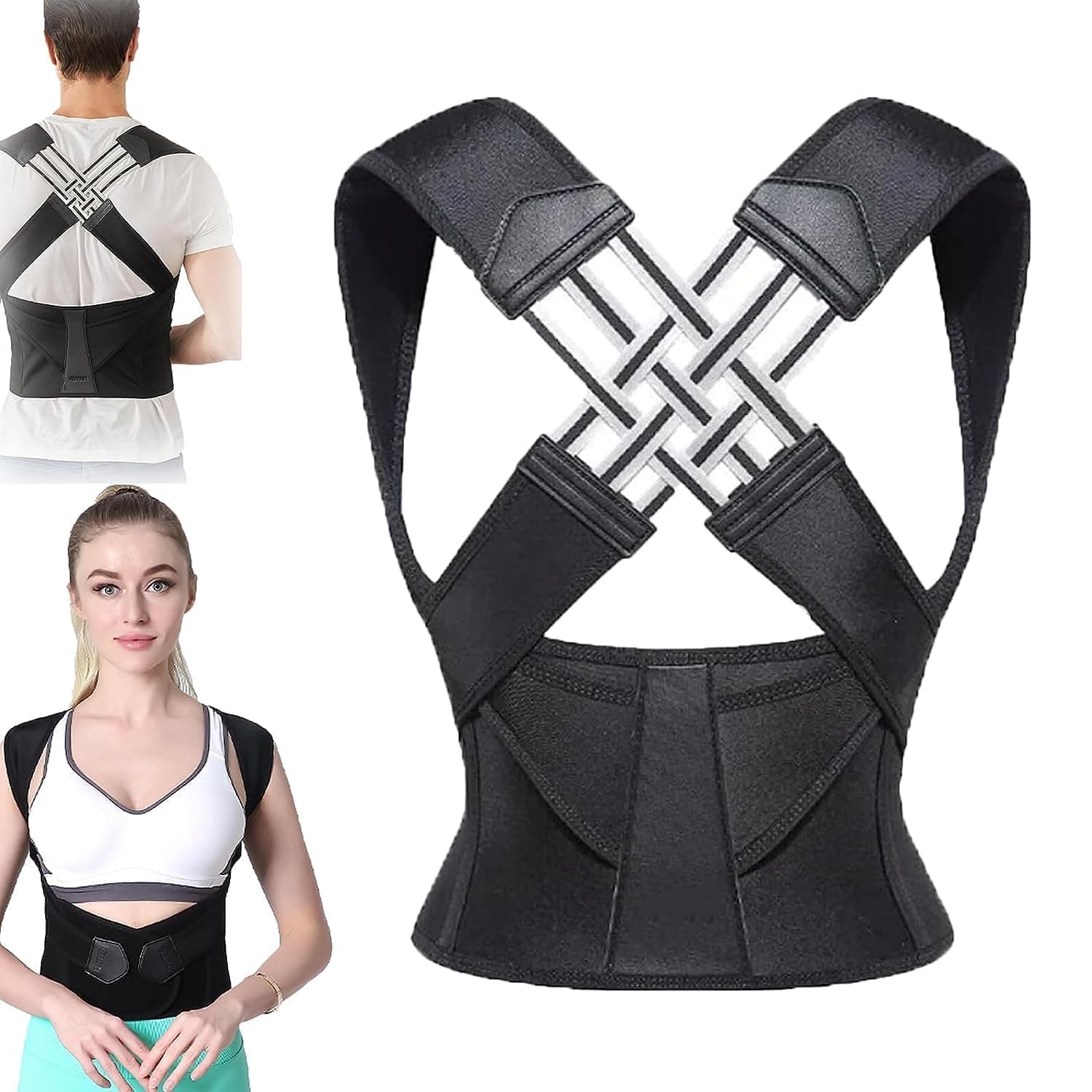 Doxenem Adjustable Back Posture Belt Office Home Gym Unisex, Back Straightener Posture Corrector, Scoliosis Lower Back Brace, Women Scoliosis Lumber Spine Support (M)