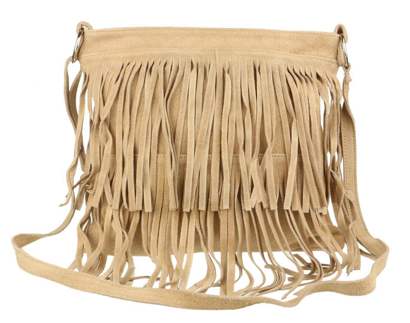 Girly HandbagsWomens Genuine Suede Real Leather Crossbody Fringe Large Messenger Shoulder Bag Slouch
