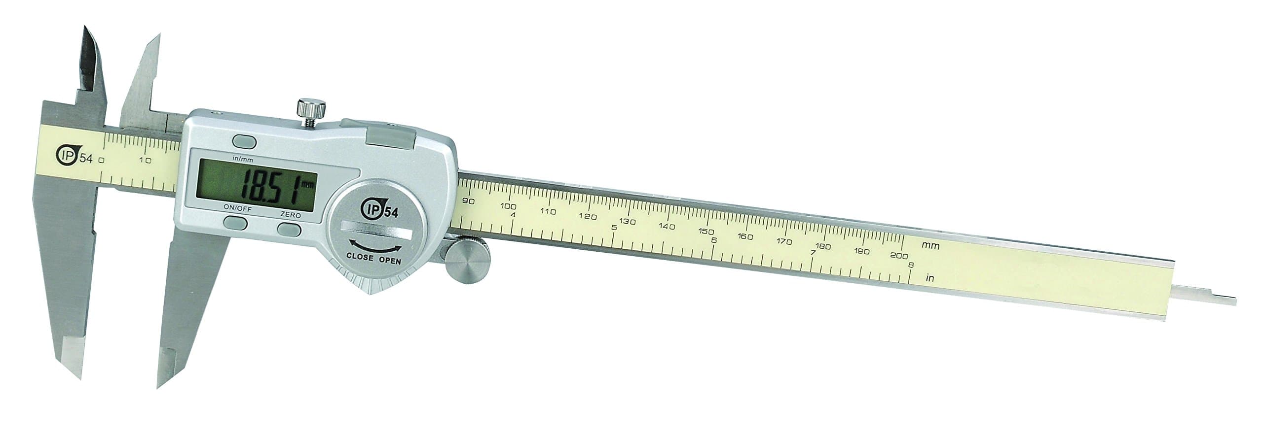 MEBA IP 54 Stanless Steel Digital Caliper with Extra-Large LCD Screen and Instant SAE-Metric Conversion