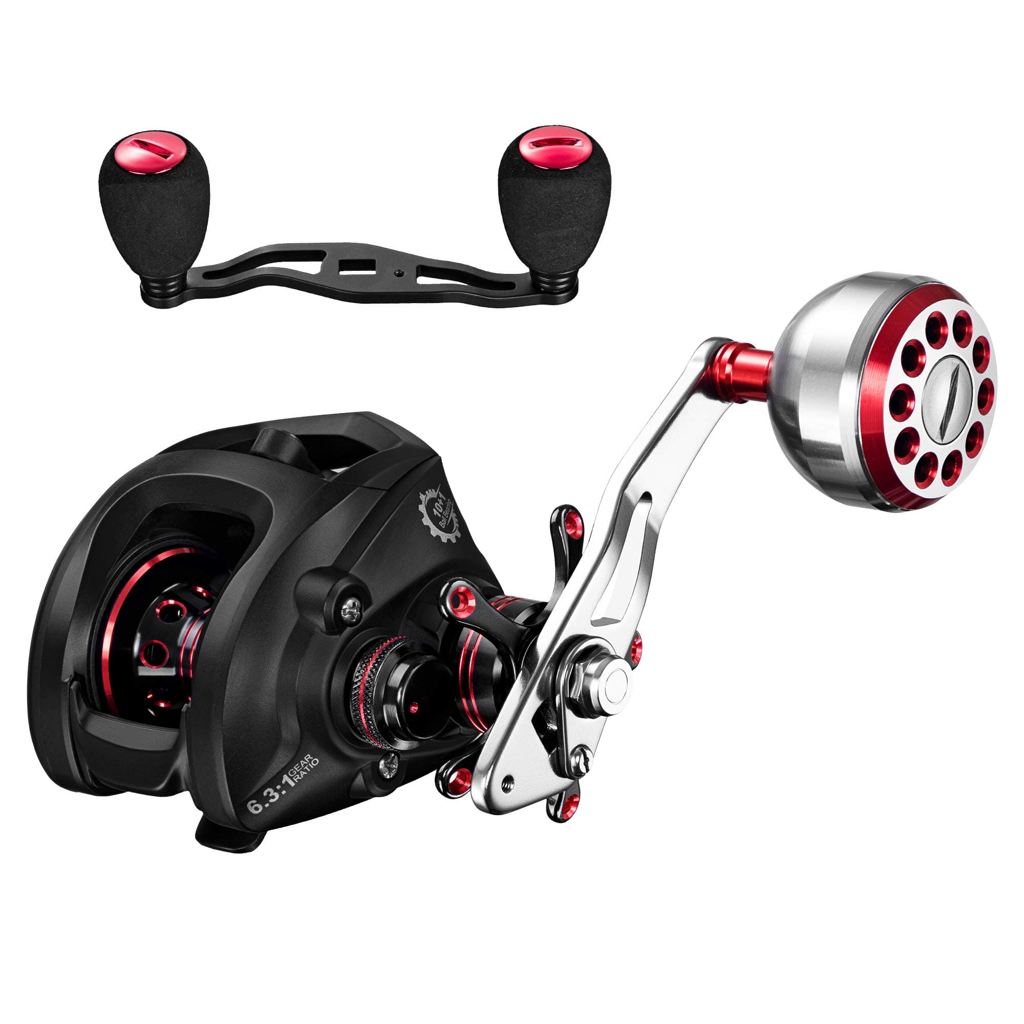 DONVI Baitcasting Reels with Dual Brake System - 6.3:1 Baitcasters Fishing Reel Saltwater or Freshwater - 10 + 1 Shielded Stainless Steel Ball Bearings Baitcast Reels with Free Fishing Reel Handle