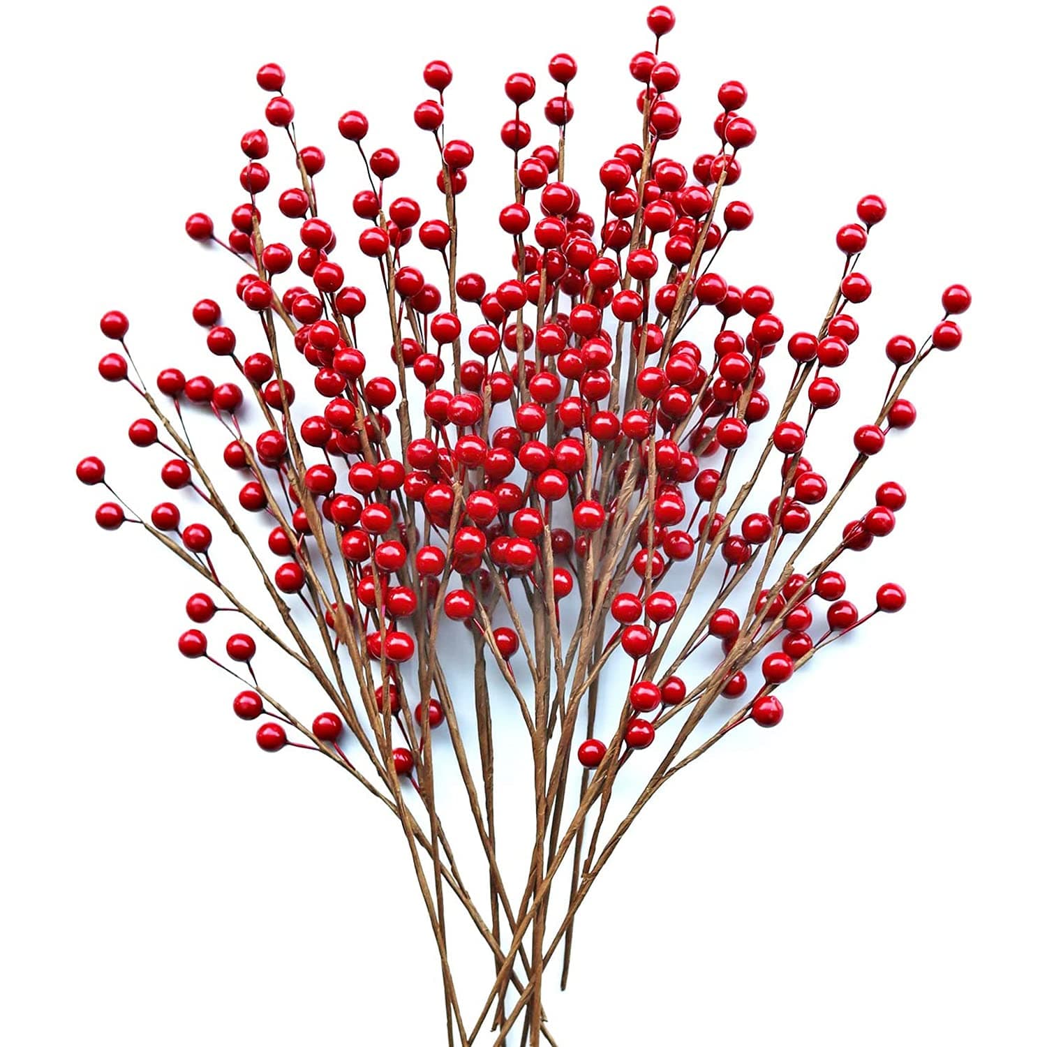 12 Pcs Artificial Red Berries Stems 13.5" Waterproof Berry Branches for Home Holiday Wedding DIY Crafts Décor