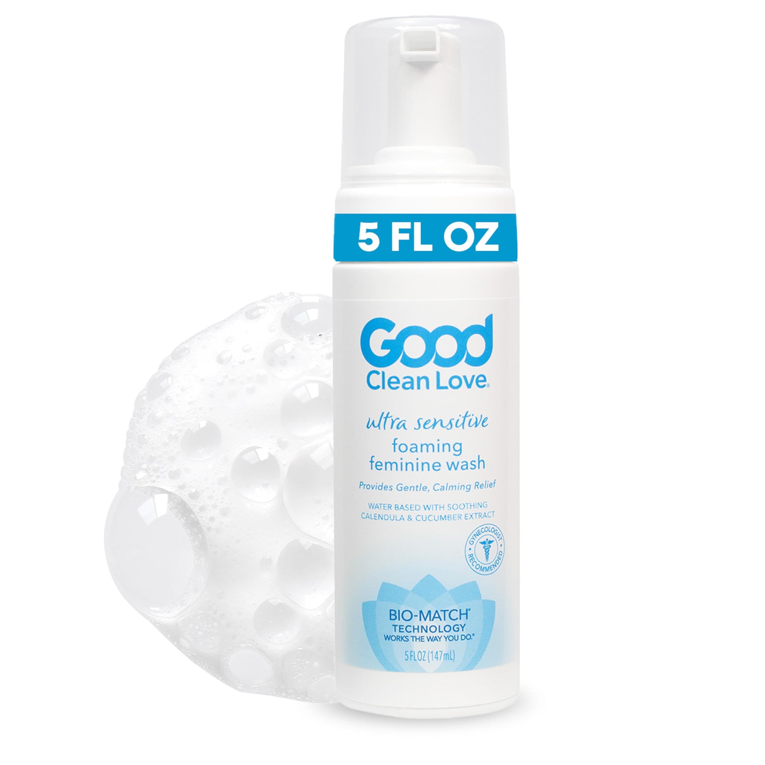 Good Clean Love Ultra Sensitive Foaming pH-Balanced Feminine Wash, Gentle Vaginal Cleanser for Women with Natural Ingredients, Water-Based, Cleansing & Soothing Intimate Feminine Care, 5 Oz