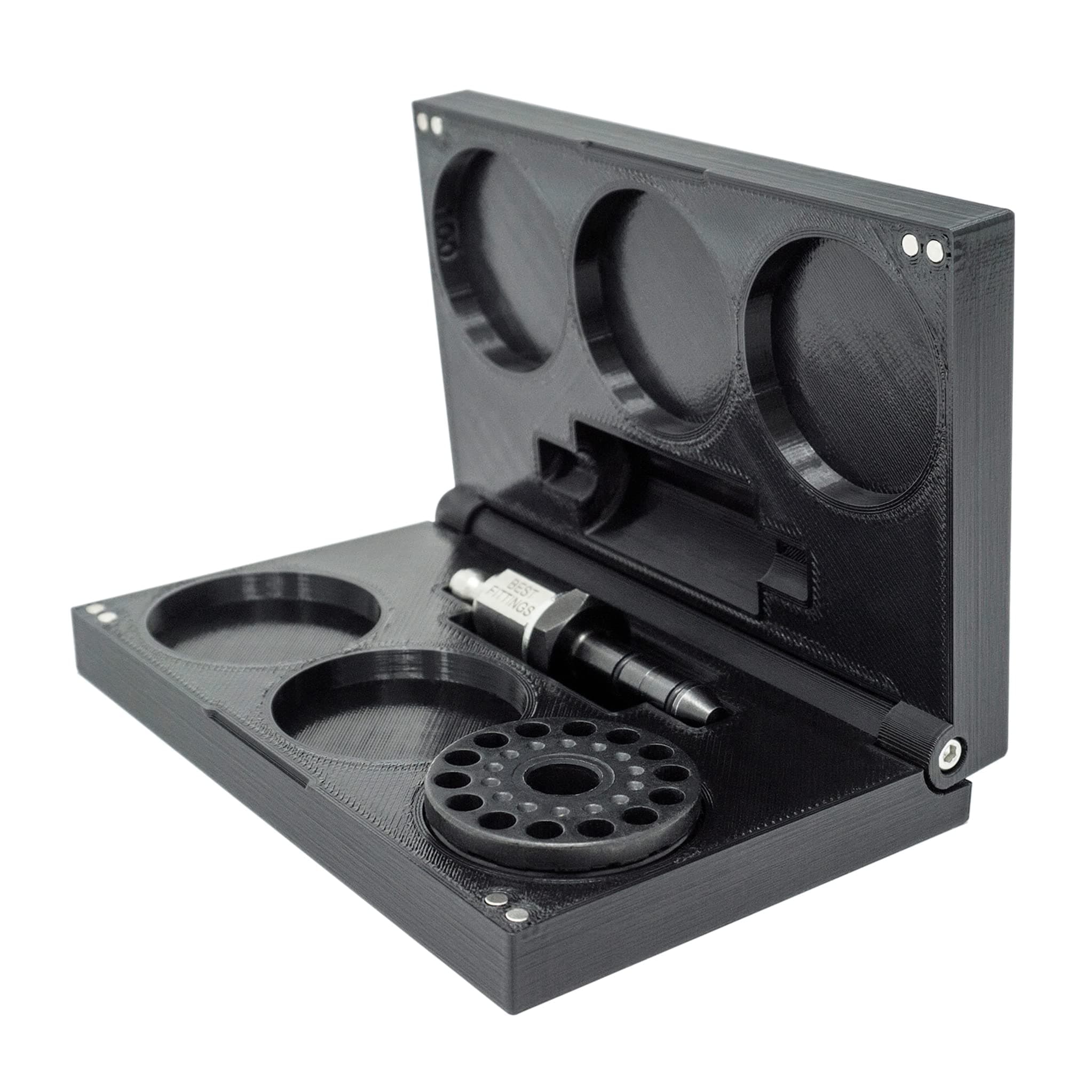 Slim Magazine Case Compatible with: Weihrauch HW100 Magazines and Quick Fill Probe – Hard Plastic Protective Cover, Flip Lid Magnetic Box Rifle (Black, Fits: 4 Magazines)