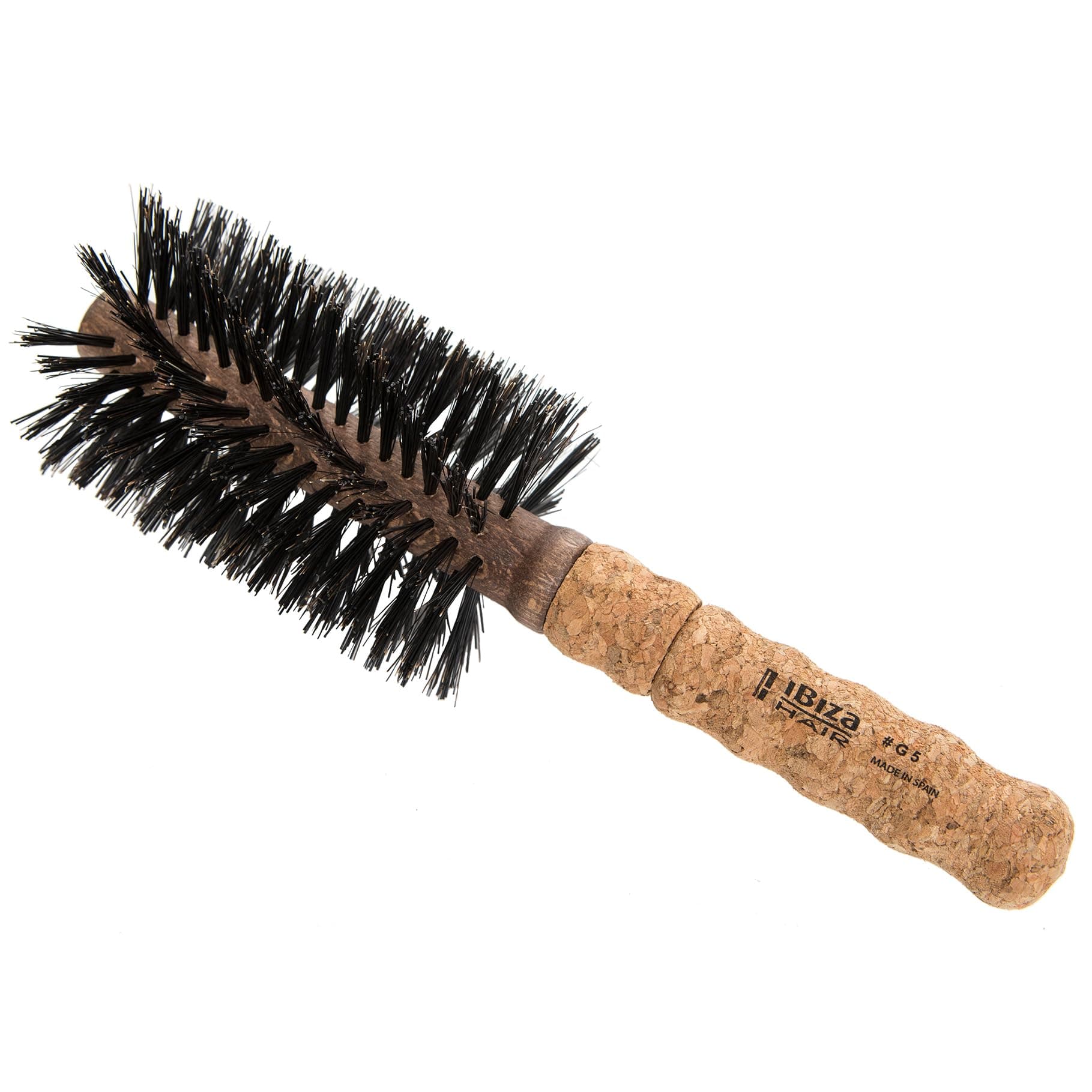 Boar Bristle Round Brush (G Series) | Hybrid Swirled Boar & Carbon Fiber Nylon Bristles with Cork Handle | Adds Shine & Texture for Medium to Long Styles