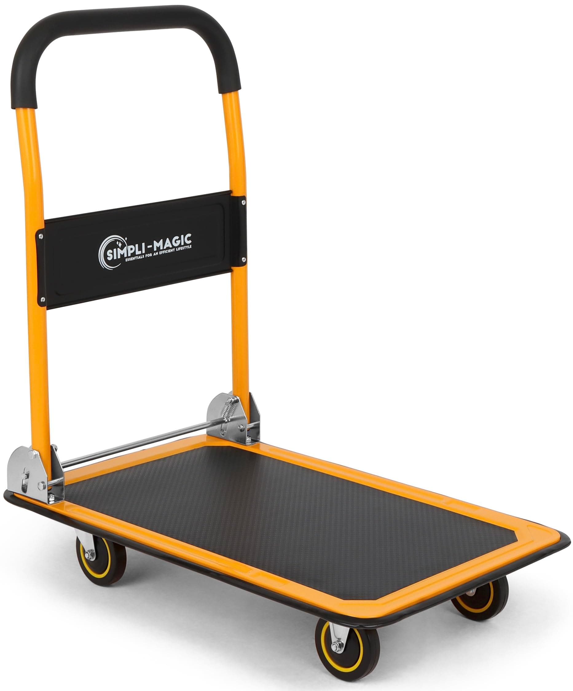 Simpli-Magic Push Cart Dolly, 330 LBS – Foldable Moving Platform Hand Truck – Easy Storage, 360 Degree Swivel Wheels Flat Bed Cart