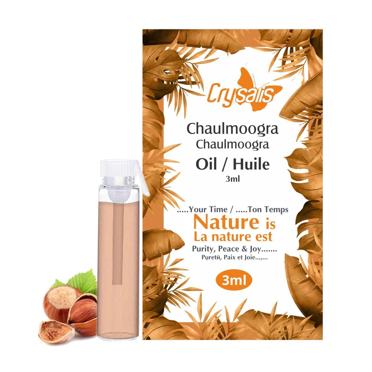 Crysalis Chaulmoogra (Hydnocarpus Wightianus) Oil|100% Pure & Natural Undiluted Carrier Oil Organic Standard for Skin & Haircare|Soothe & Moisturize Irritated Skin & Dandruff 3ml