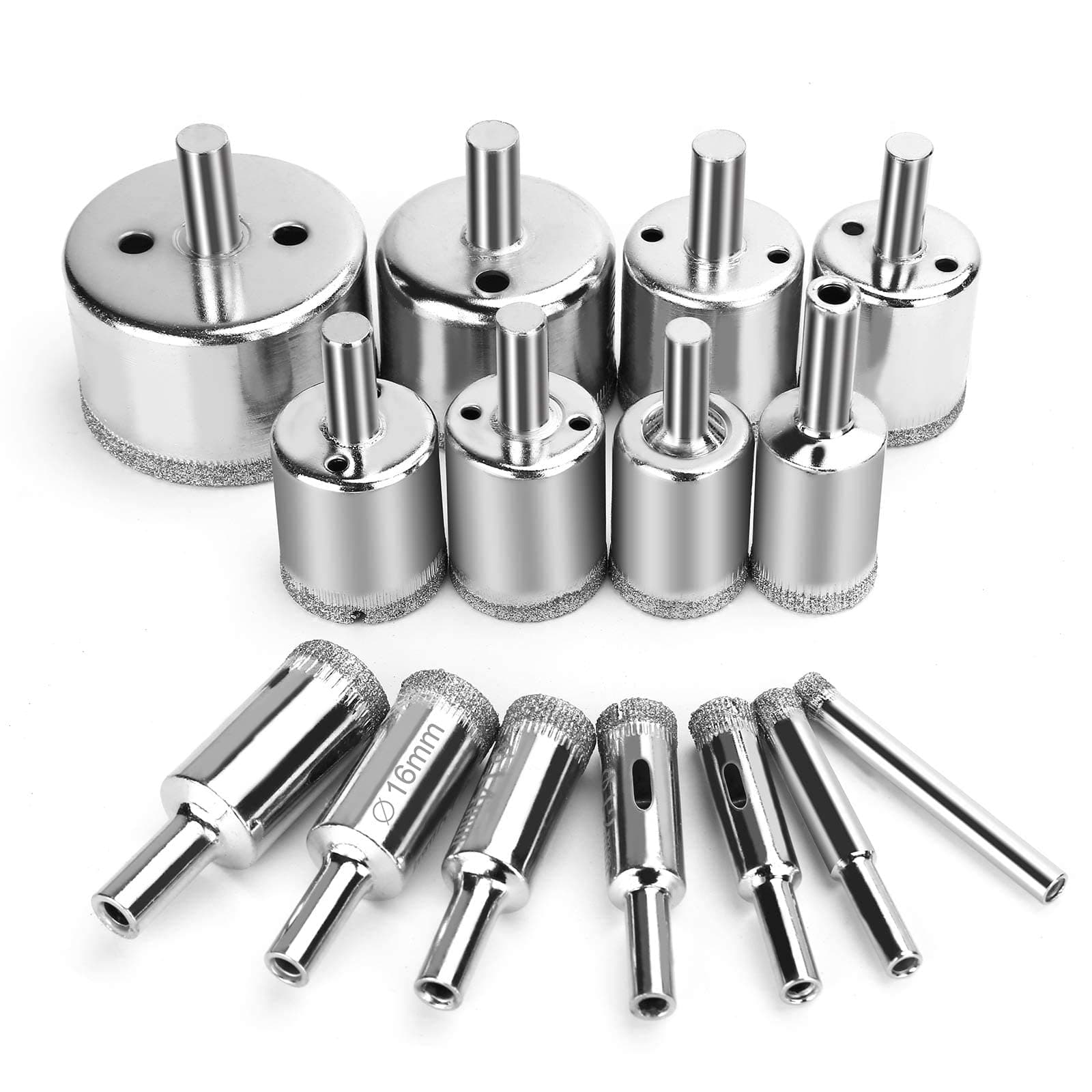 KASTWAVE Diamond Drill Bits, Diamond Hole Saw Drill Bit Set Kit, Glass Drill Bit for Bottles,Pots, Marble, Granite Stone, Tile Cutting 0.23 Inch - 2 Inch(6mm - 50mm)15 Pcs