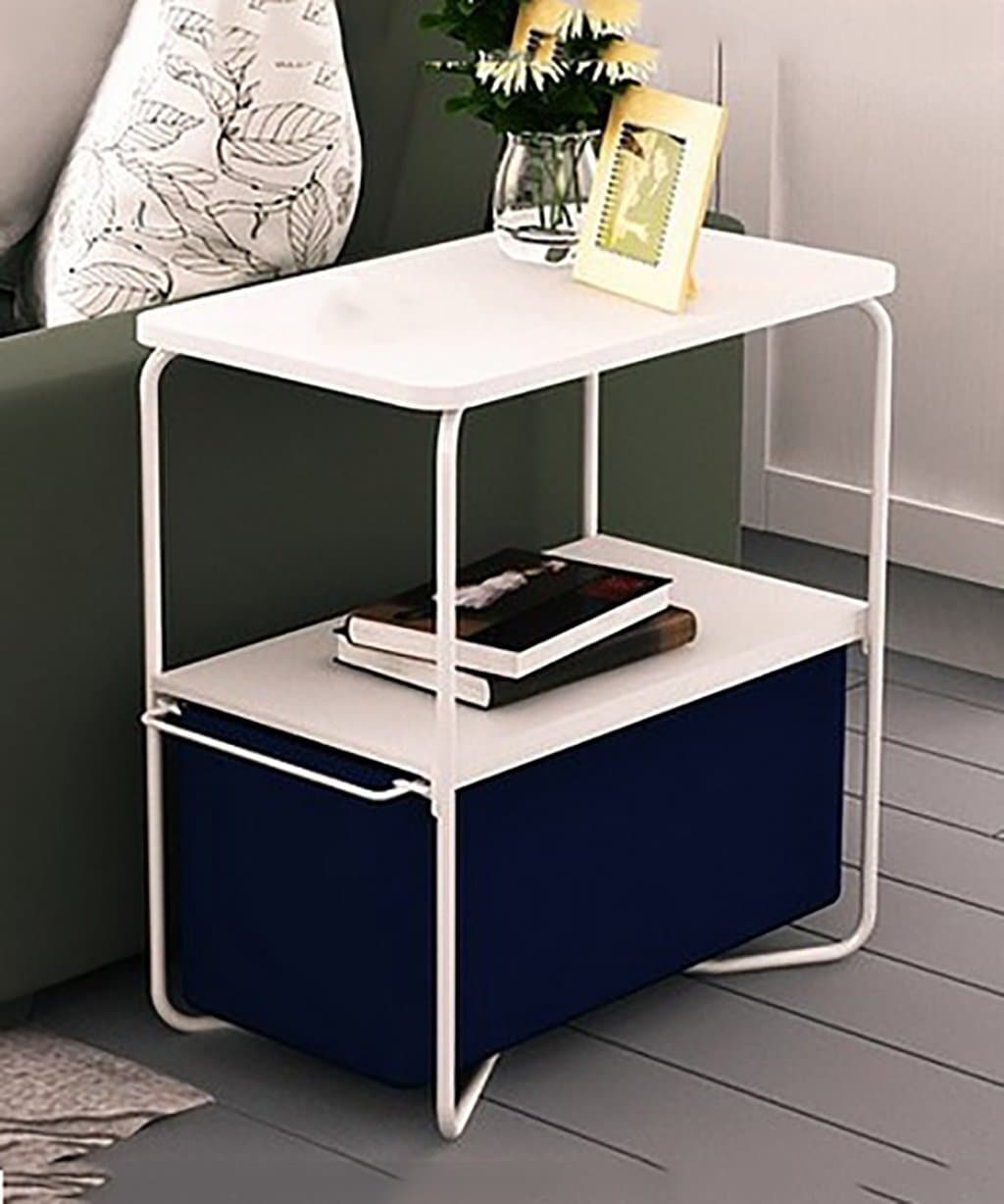 Corner Table Shelves Modern Simple Fashion Three Layers Rectangle Small Coffee Table Sofa Side Table Telephone Round Table (7 Colors Available) (Color : A, Size : 50 * 30 * 53cm)