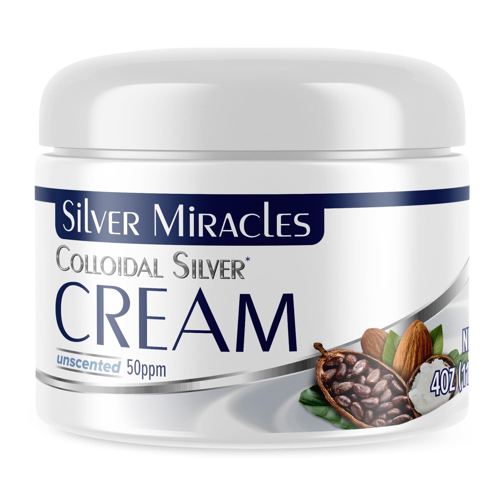 Silver Miracles Colloidal Silver Cream - 4oz - Colloidal Silver Skin Healing Cream - Sooths, Cools, and Promotes Healing of Burns and Sunburns - Moisturizes Dry Skin - Hand Made In the USA - Made With