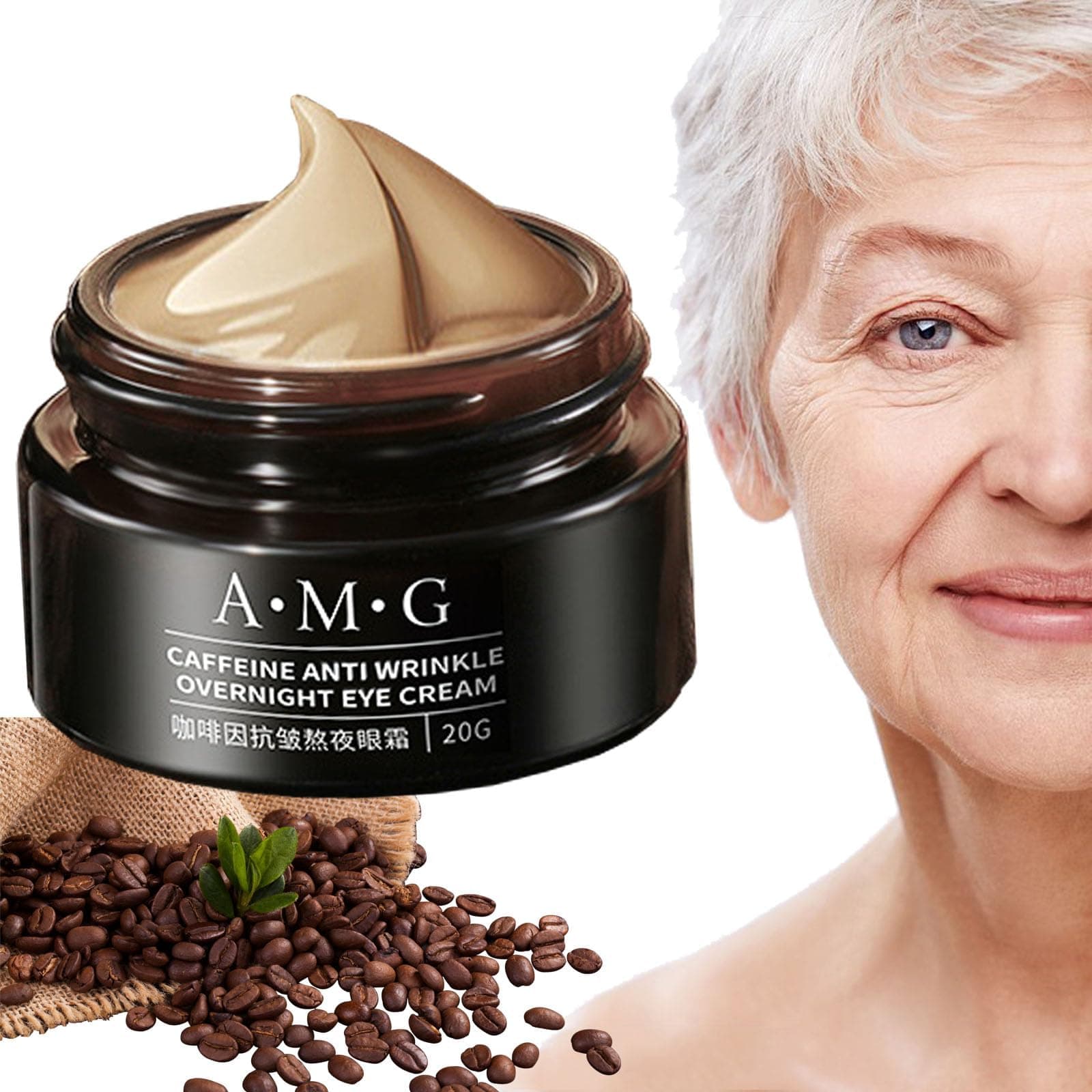 A. M. G Caffeine Anti-Wrinkle Stay-Up Late Eye Cream,A. M. G Caffeine Eye Cream,Caffeine Anti Wrinkle Overnight Eye Cream, Small Brown Bottle Eye Cream, Firming Anti Wrinkle Eye Cream (1pcs)