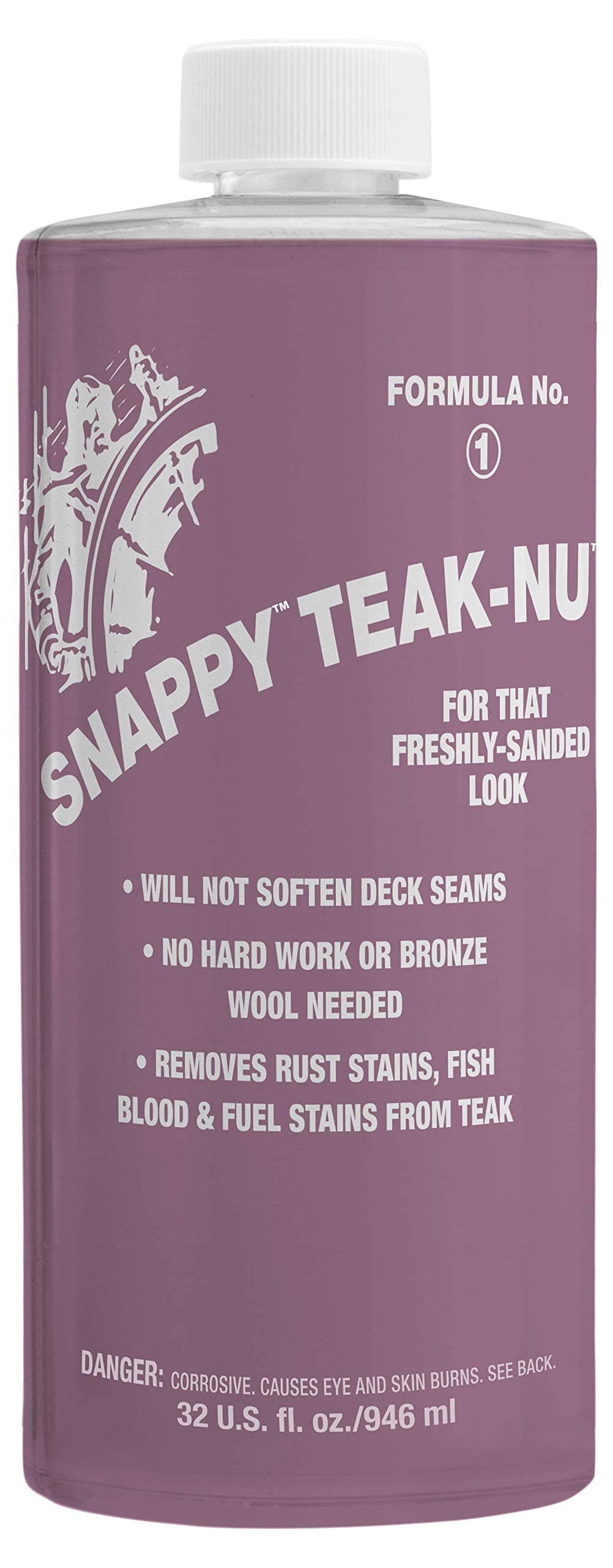 SNAPPY TEAK-NU Formula No. 1 - Restore & Renew Weathered Teak & Other Fine Wood - Professional Strength 2 Step System 32 OZ (STN-Q1)