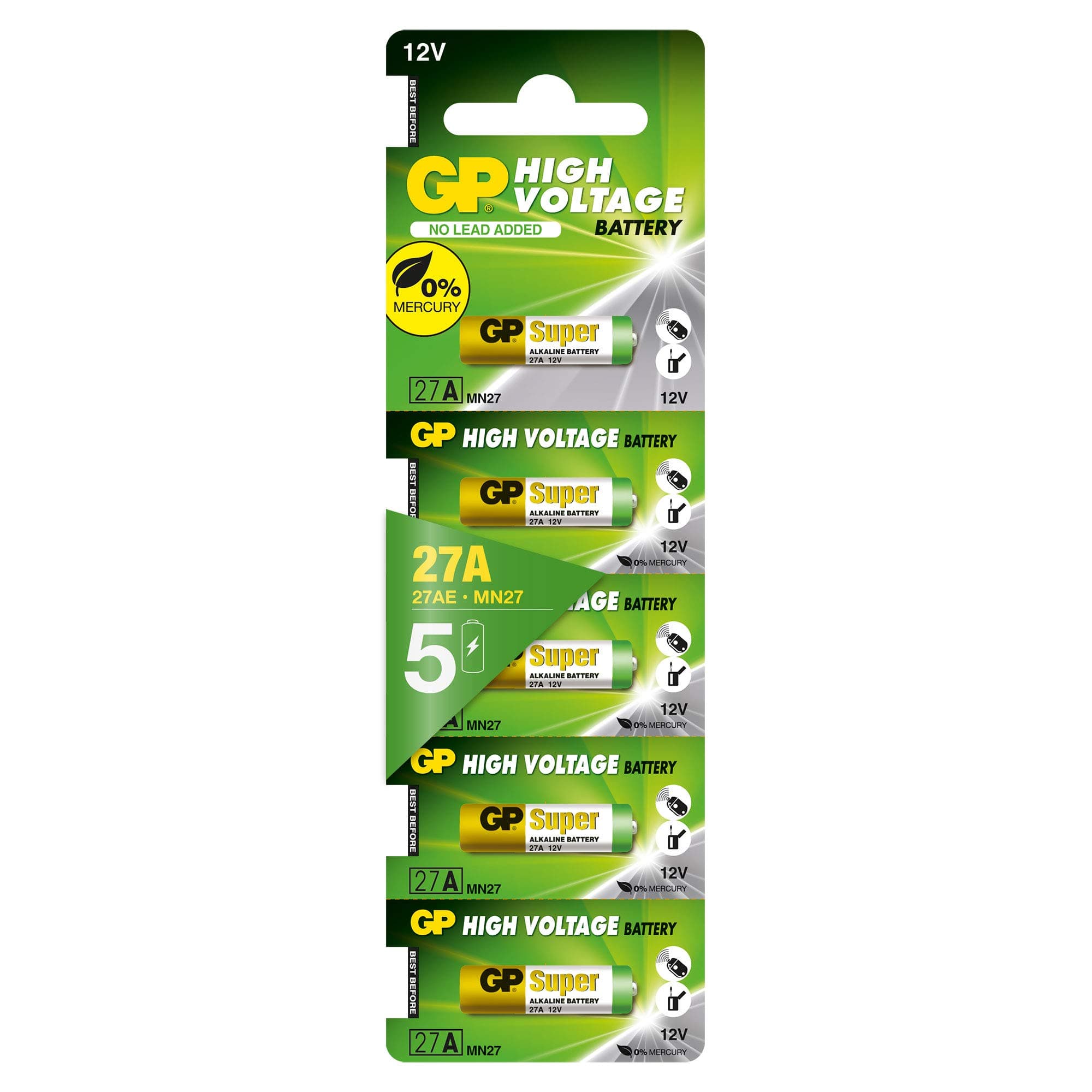 GP 27A 12V Alkaline Battery (5 Piece)