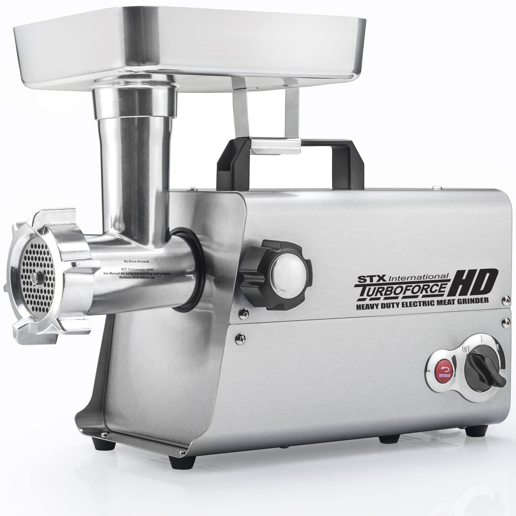 Turboforce 3500-TFHD Heavy Duty Electric Meat Grinder with 5 Grinding Plates • 3 S/S Blades • Sausage Stuffer • Kubbe • 3 Lb. High Capacity Meat Tray, • 2 Meat Claws & Burger Press