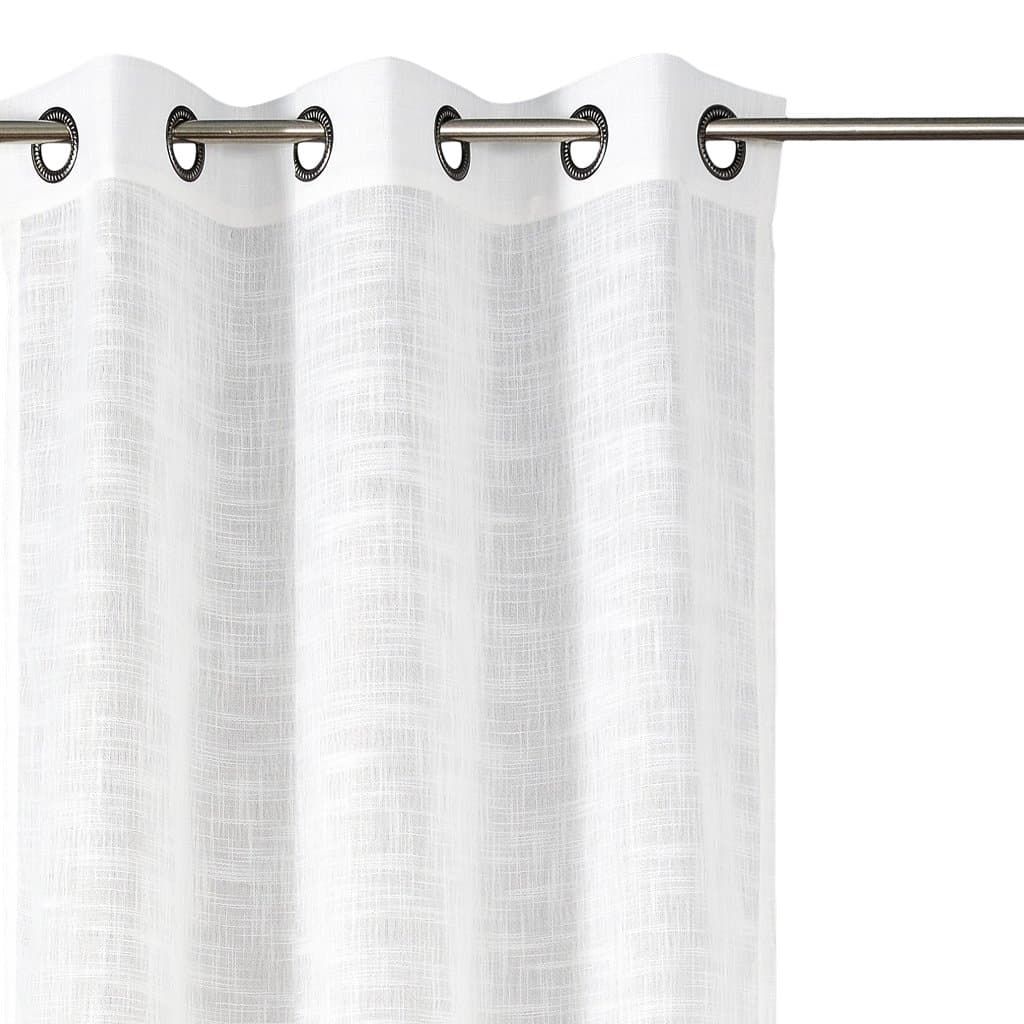 White Linen Semi-Sheer Curtains Privacy Textured for Bedroom 70 Inches Length for Hotel Dining Room (42"×70", White, 1 Pair)