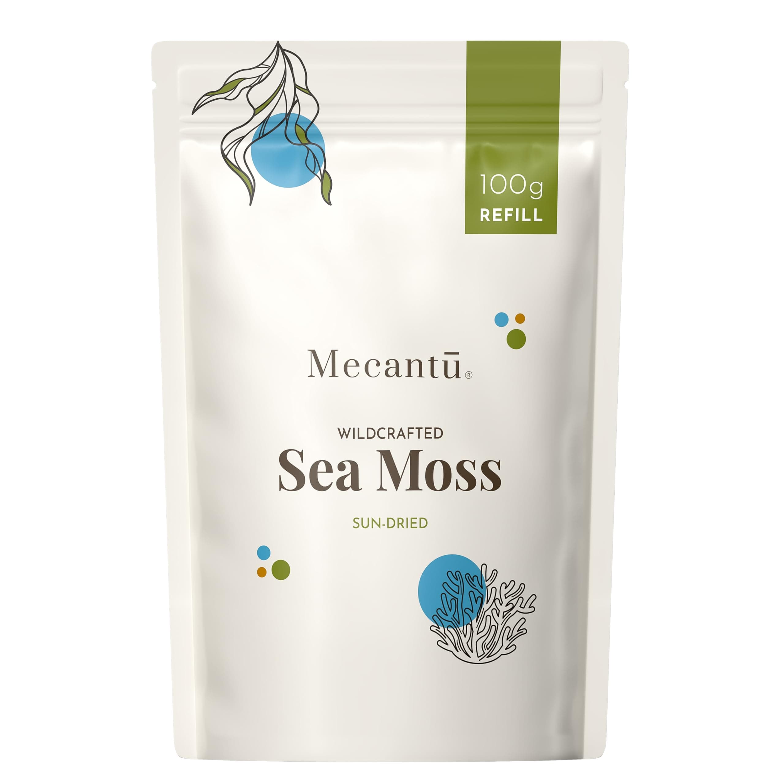 Raw Sea Moss (Irish Sea Moss) - Ethically Sourced & Eco-Friendly | Create Healthy Vegan Food, Drinks, Seamoss Gel, and Seamoss Powder | 2+ Months Supply (Refill, 100g)