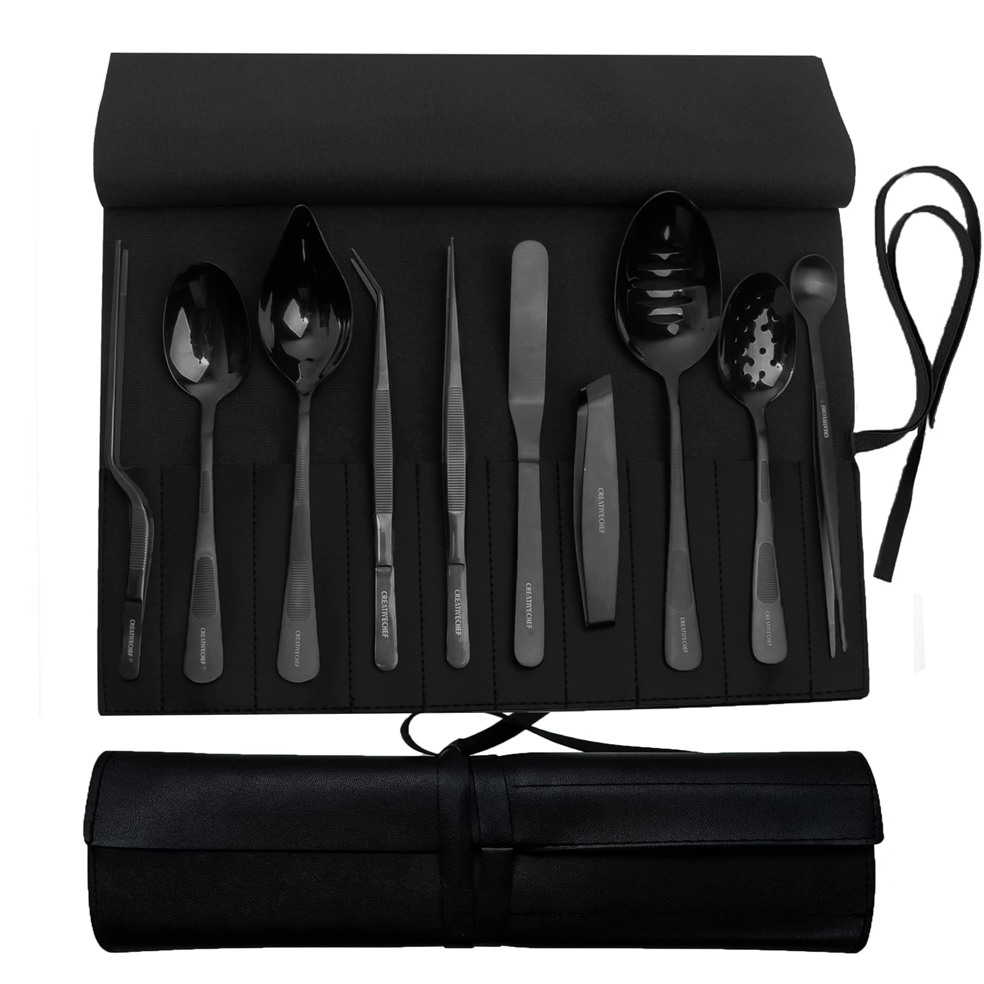 CREATIVECHEF Professional Chef Plating Kit, 10 Piece Culinary Plating Set, Black, Stainless Steel
