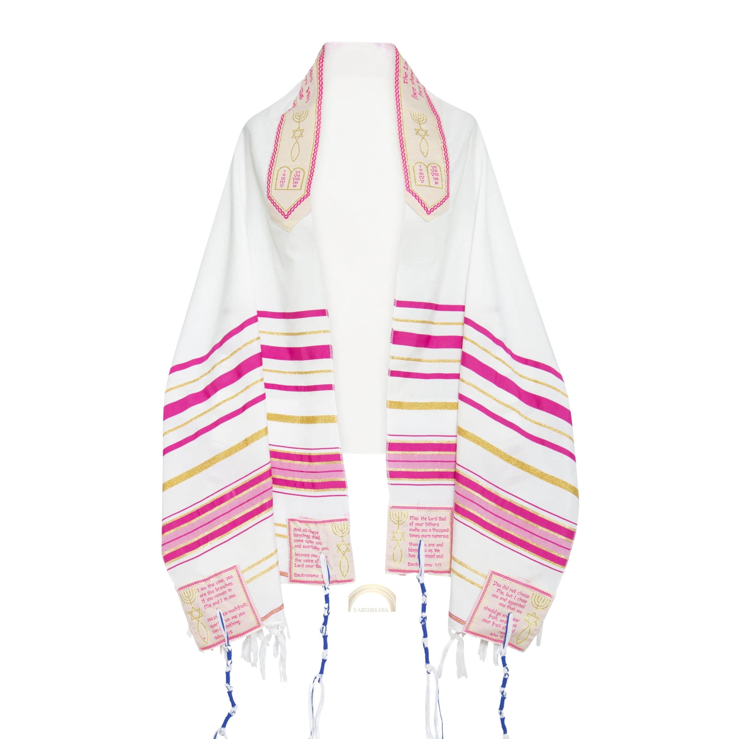 The Blessing Tallit, Messianic Prayer Shawl Christian-Messianic Tallit 72”X22” With Bag & Brochure-Israel Design