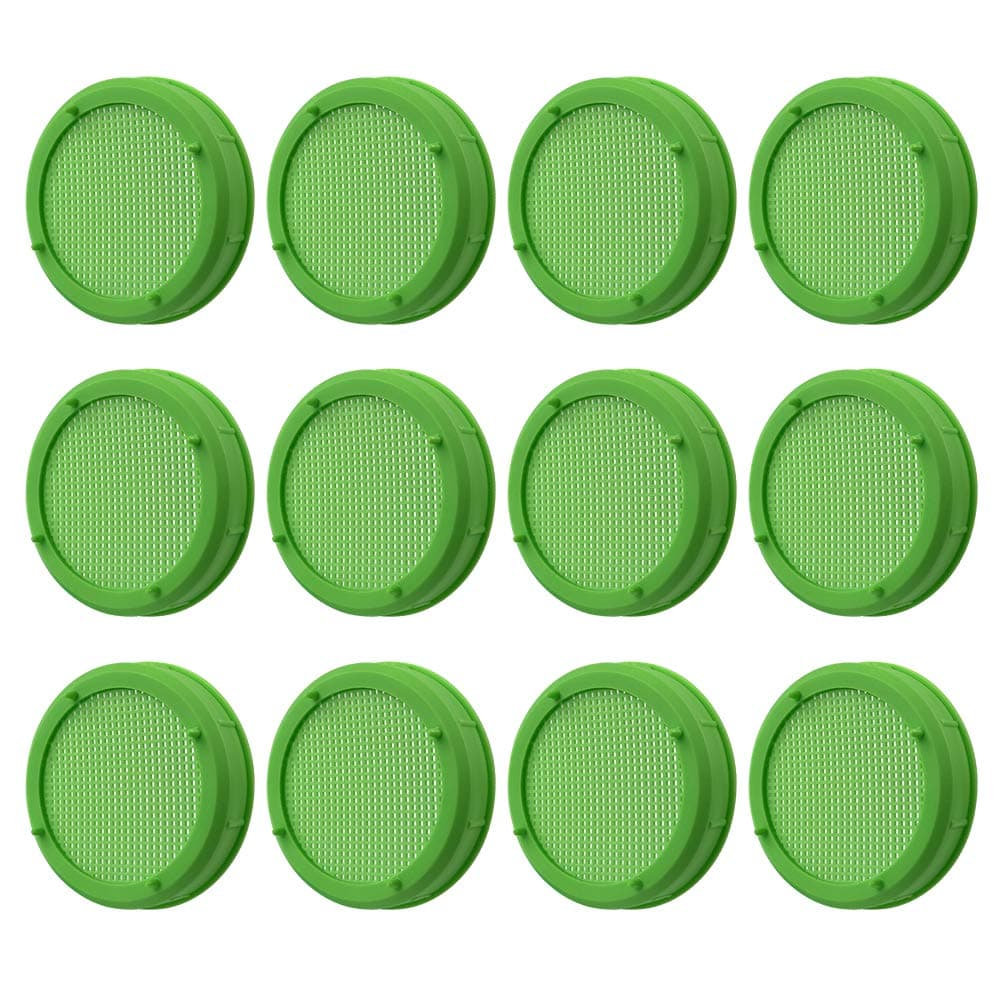 12 Pack Plastic Sprouting Lids for 86mm Wide Mouth Mason Jars, Sprouting Strainer Lid for Canning Jars, Suit for Grow Bean Sprouts, Alfalfa, Salad Sprouts etc