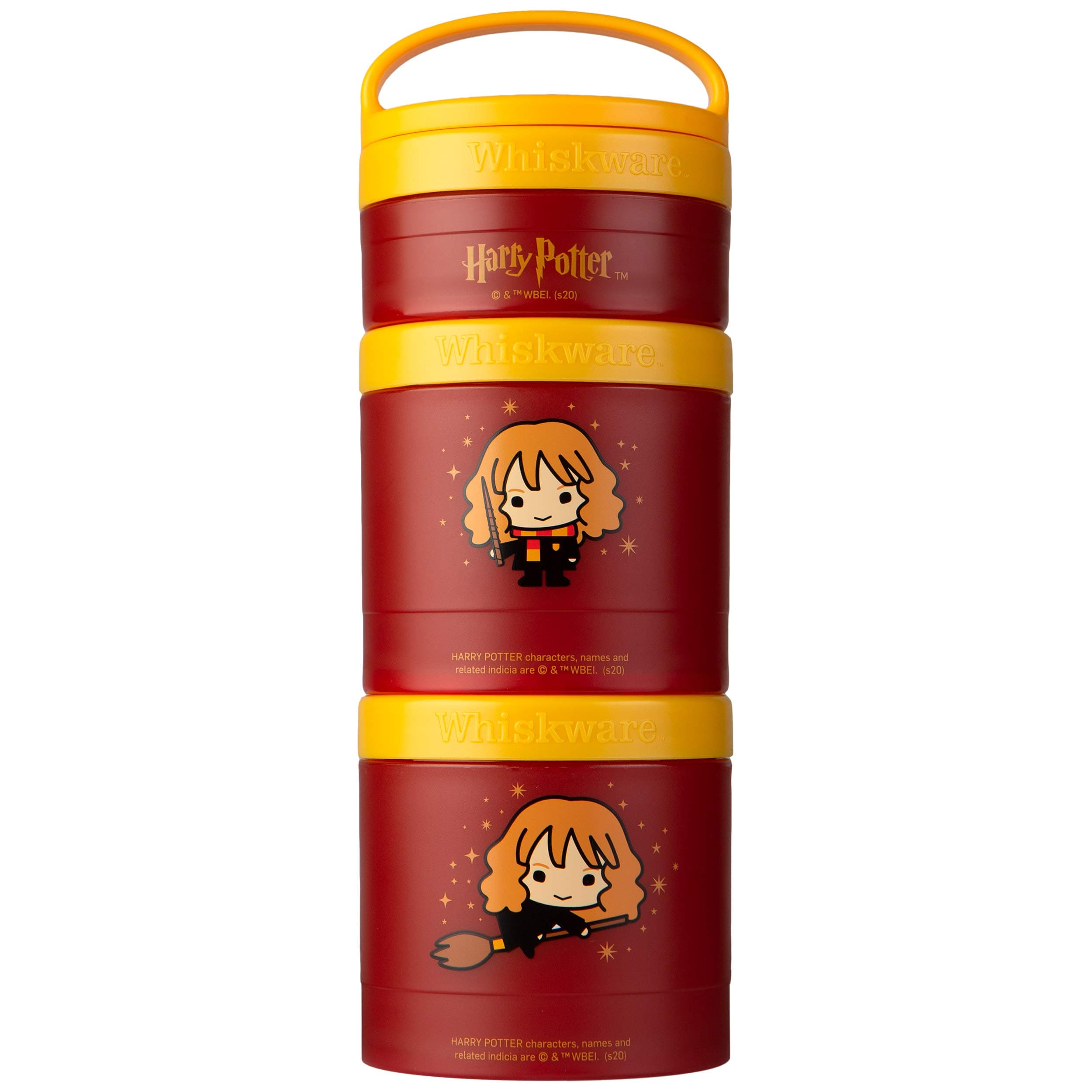 Whiskware Harry Potter Stackable Snack Containers for Kids and Toddlers, 3 Stackable Snack Cups for School and Travel, Hermione