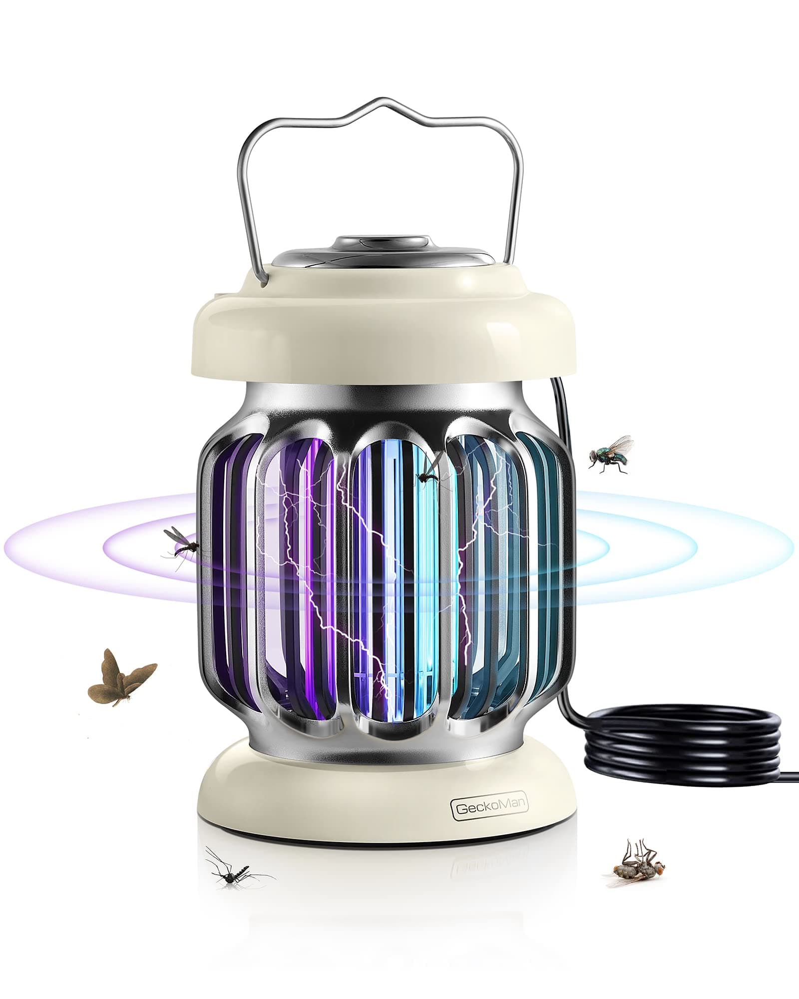 GeckoMan Hybrid Spectrum, Waterproof Switch, 15W Fly Zapper Electric Fly Catcher Bug Zapper Mosquito Killer Flies Killer Trap for Home Indoor UK Plug