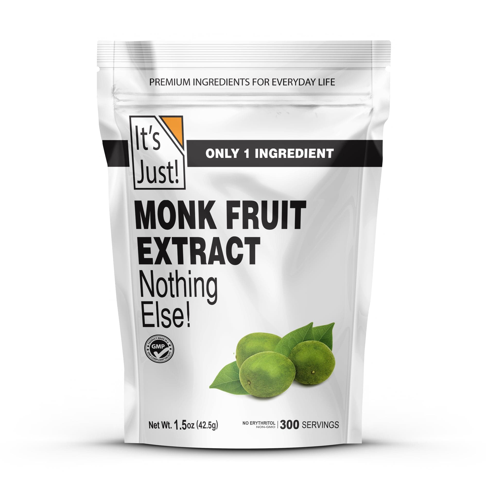 It's Just! - 100% Monkfruit Extract Powder, Keto Friendly Sweetener, Monk Fruit, Sugar-Free, Non-GMO, Non-Glycemic (25% Mogroside V, 1.5oz / 42g)