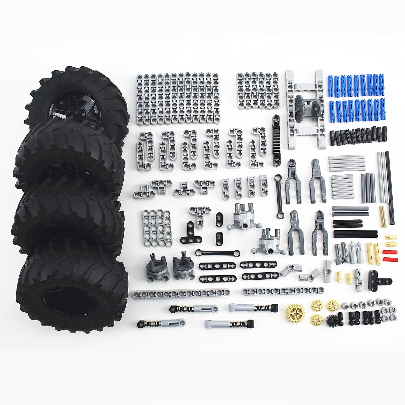 Technics Parts Cars Suspension System with Tire 107x44 Technical Parts Set Compatible with All Major Brands, MOC Parts Building Toy DIY Accessories (200pcs)