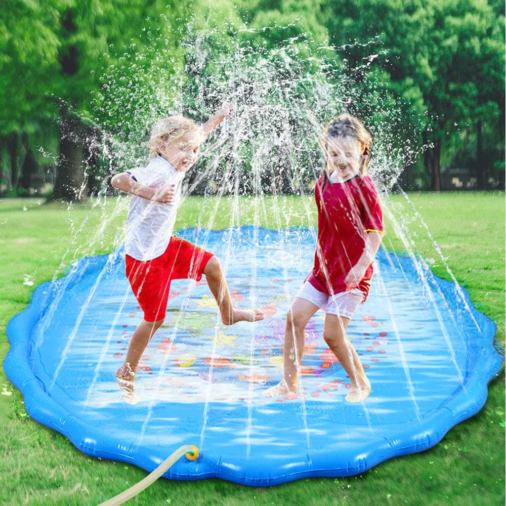 Faburo 170cm Sprinkler Pad for Dogs & Kids Splash Water Play Mat Set Summer Spray Water Toys - Inflatable Kids Sprinkler Pad Summer for Kids Splash Party Toy Outdoor Family Activities