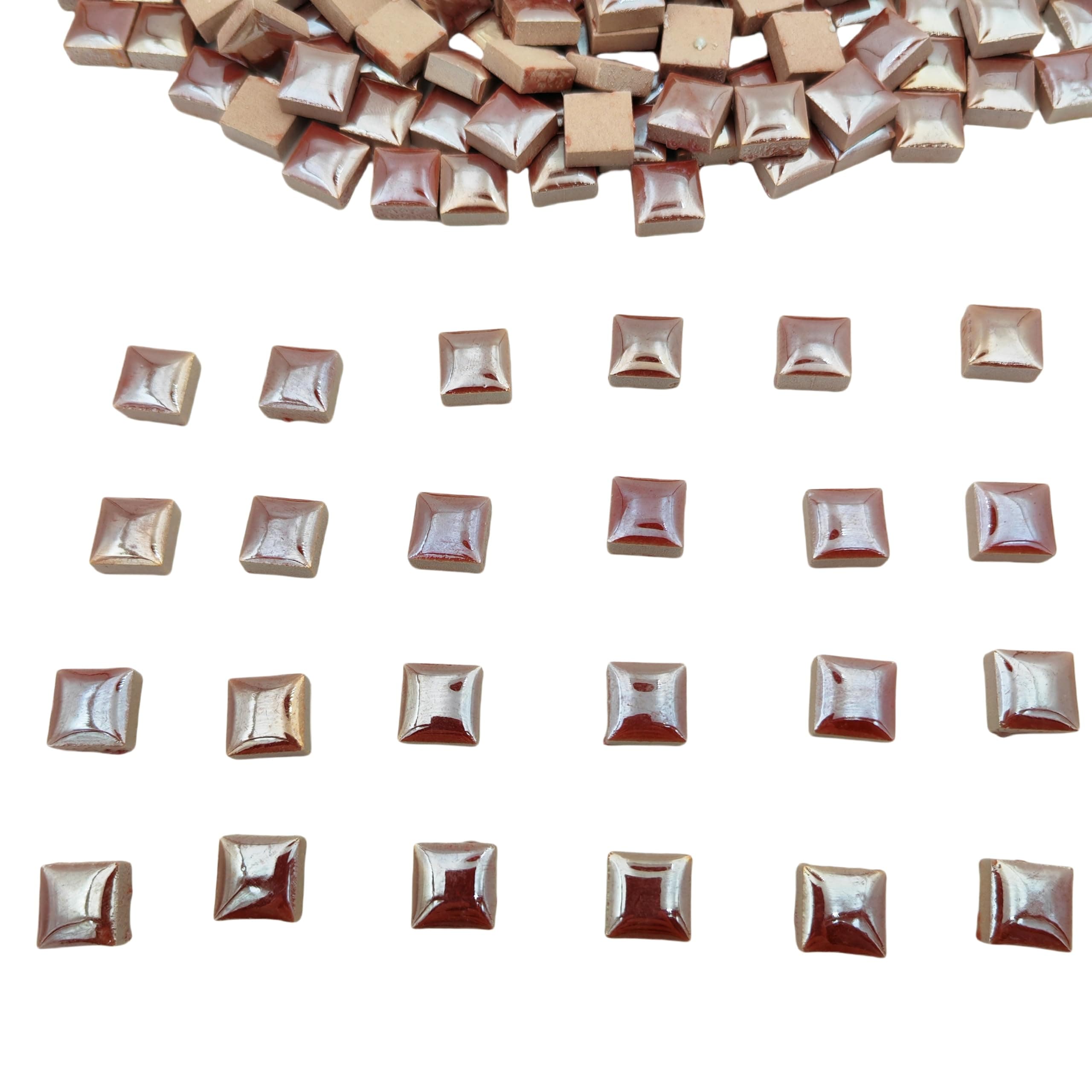 500g/1.1lb Random Color Irregular Ceramics Mosaic Tiles,DIY Making Creative Ceramic Mosaic Tiles for DIY Craft Plates Flowerpots Vases Cups Mosaic Making Supplies (0.47“ Square Pearl Brown)