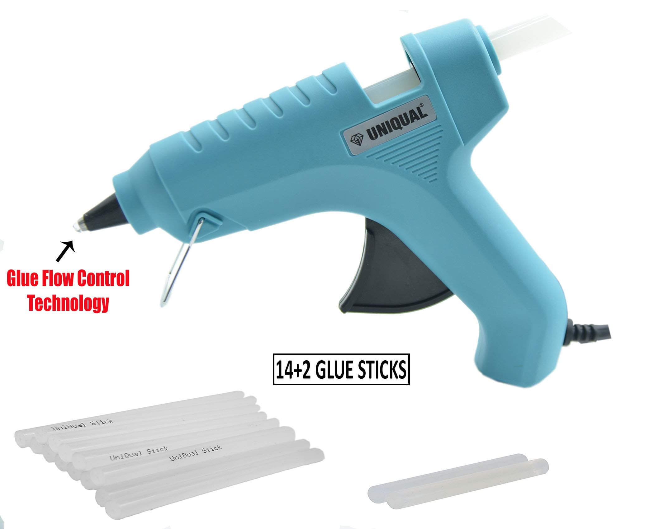 UniQual PowerShot 40W Hot Glue Gun with 16 Glue Sticks 14+2) for Industrial, DIY, Home Use